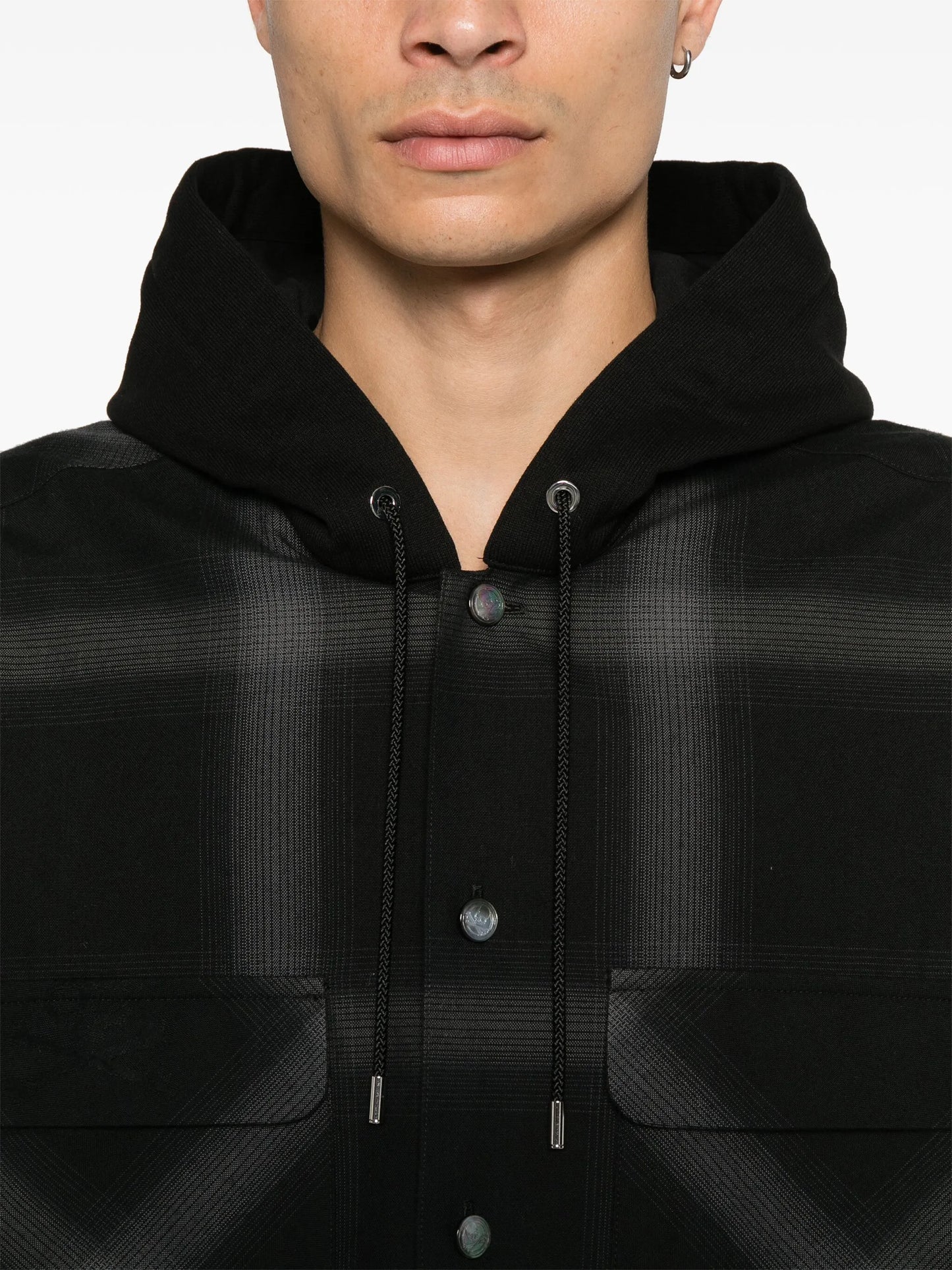 hooded plaid overshirt