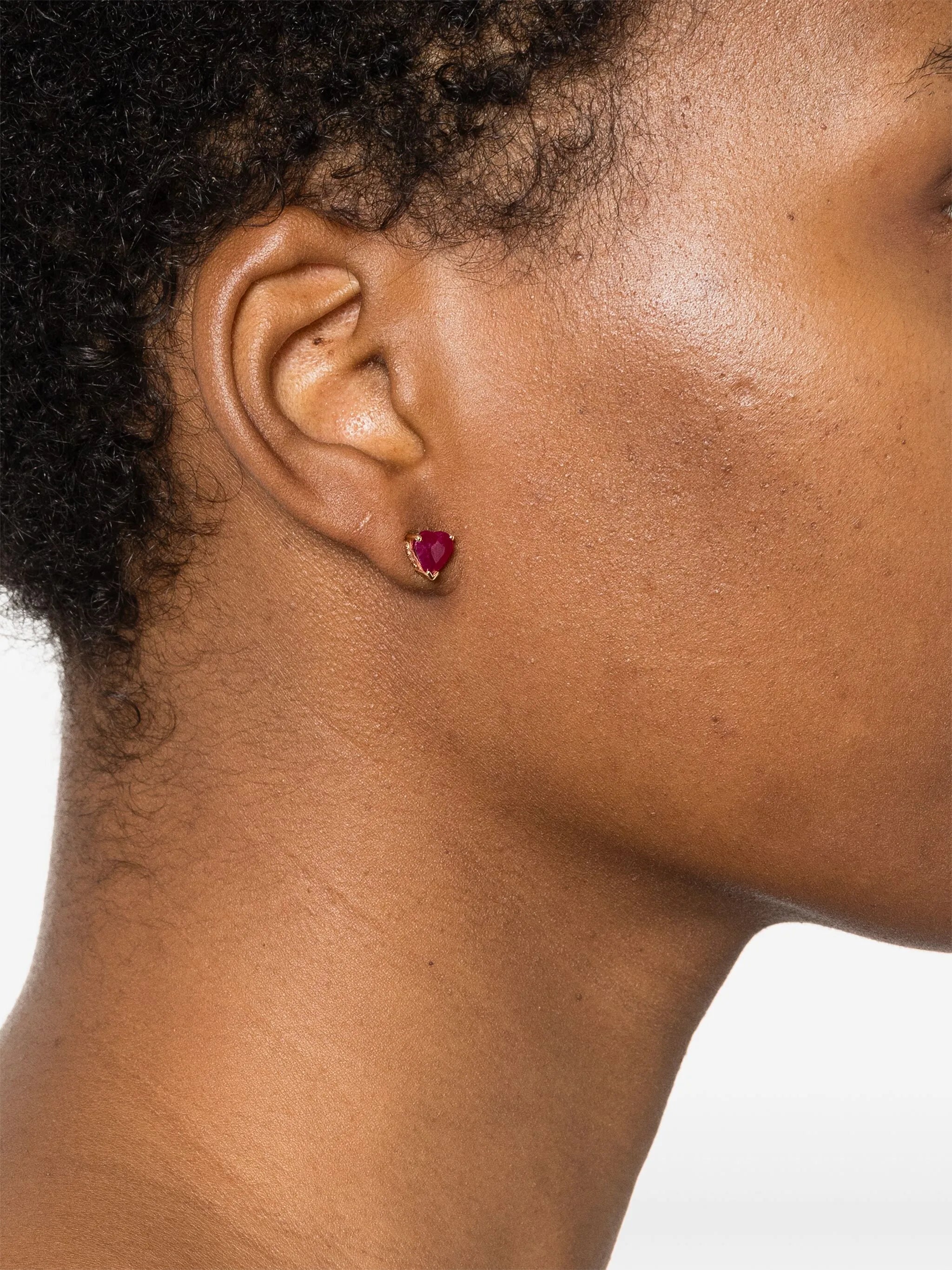 18K rose gold Heart Halo ruby and diamond earrings
