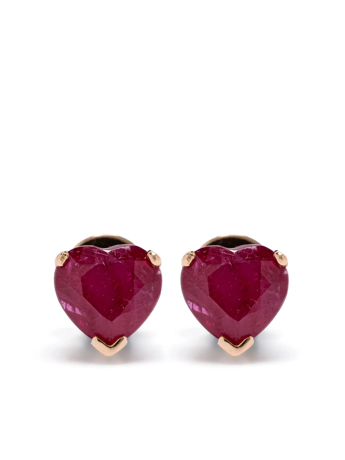 18K rose gold Heart Halo ruby and diamond earrings