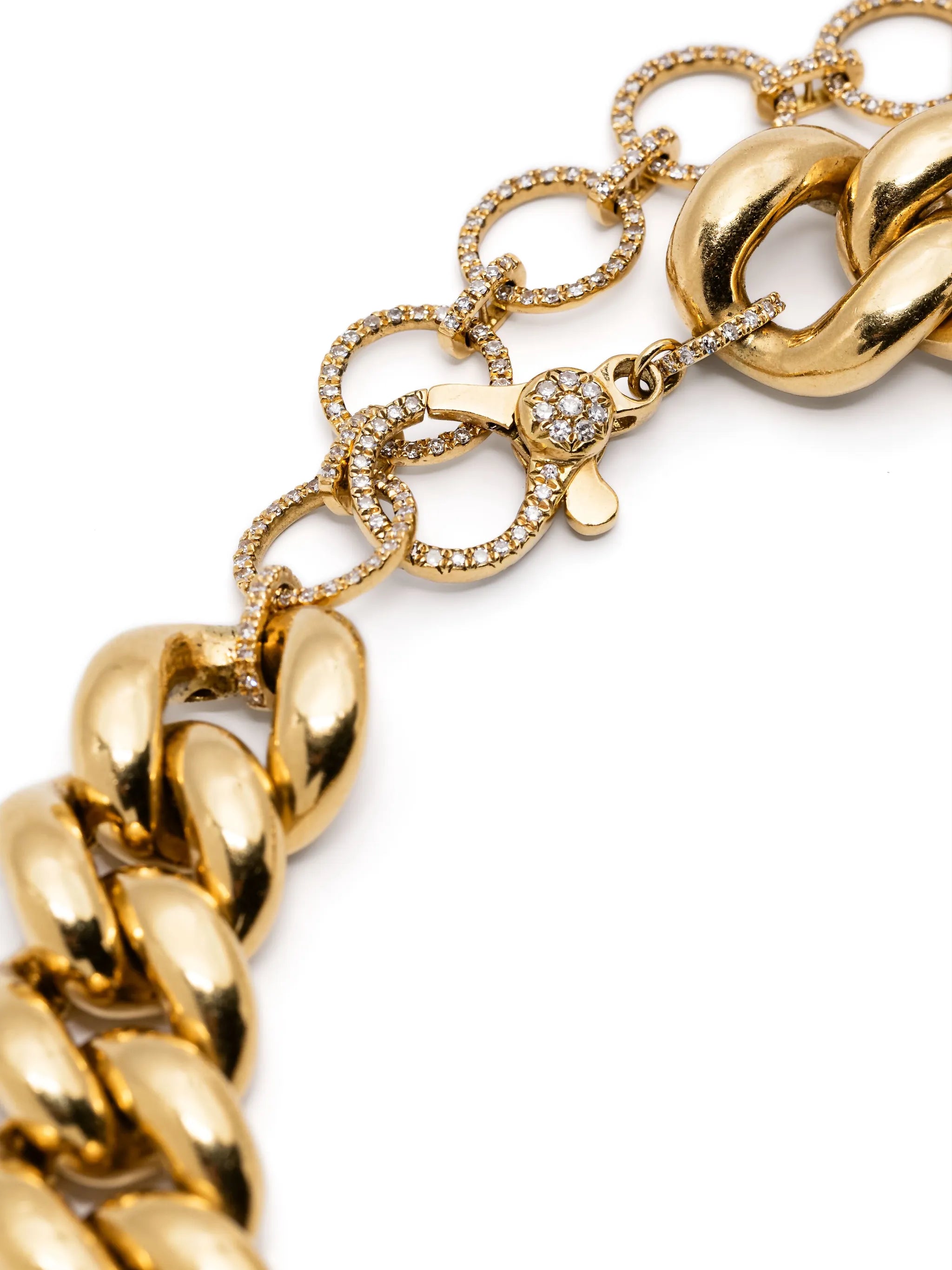 18K yellow gold Alternating Jumbo diamond necklace