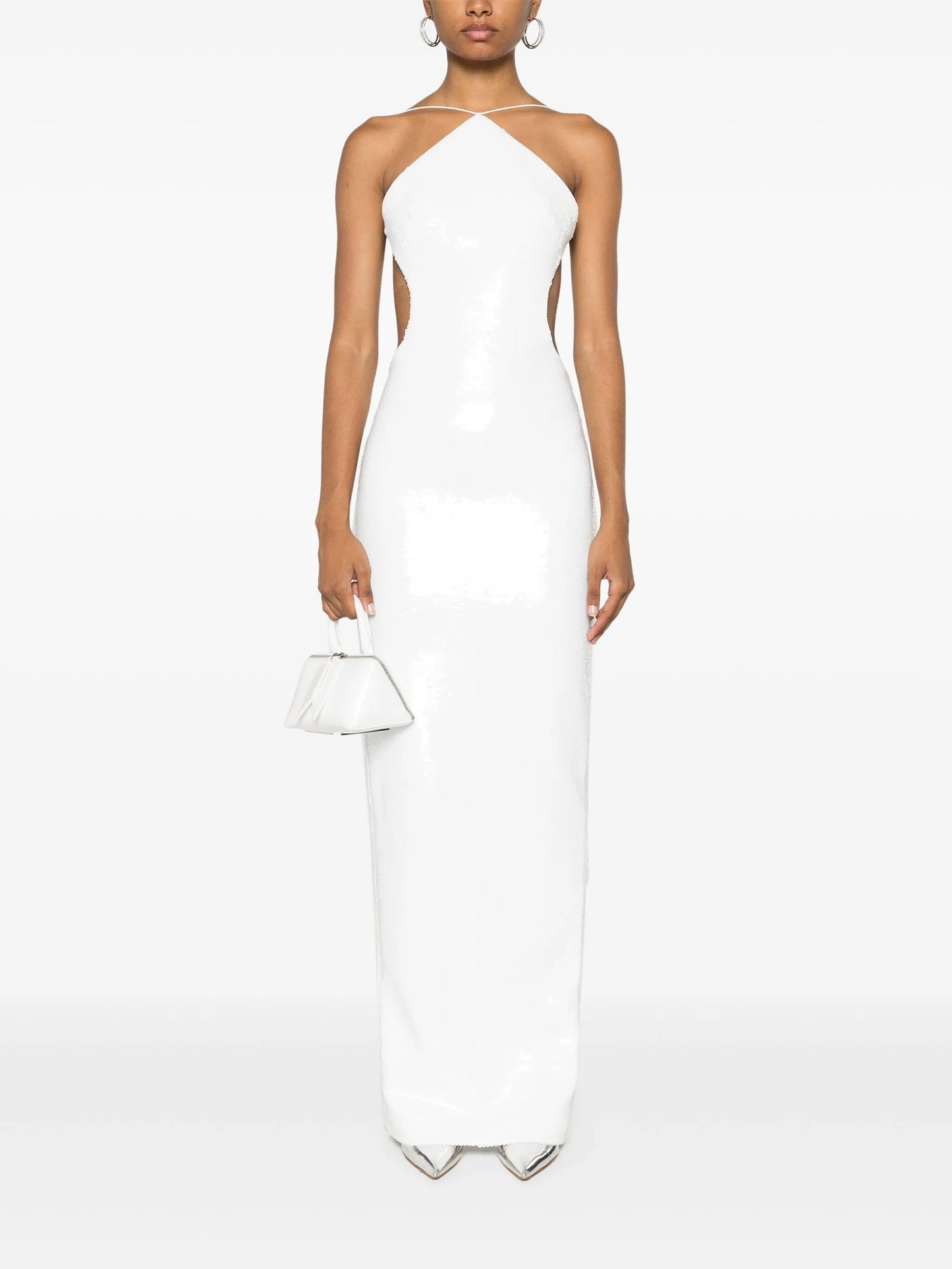 sequin halterneck maxi dress