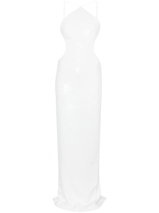 sequin halterneck maxi dress