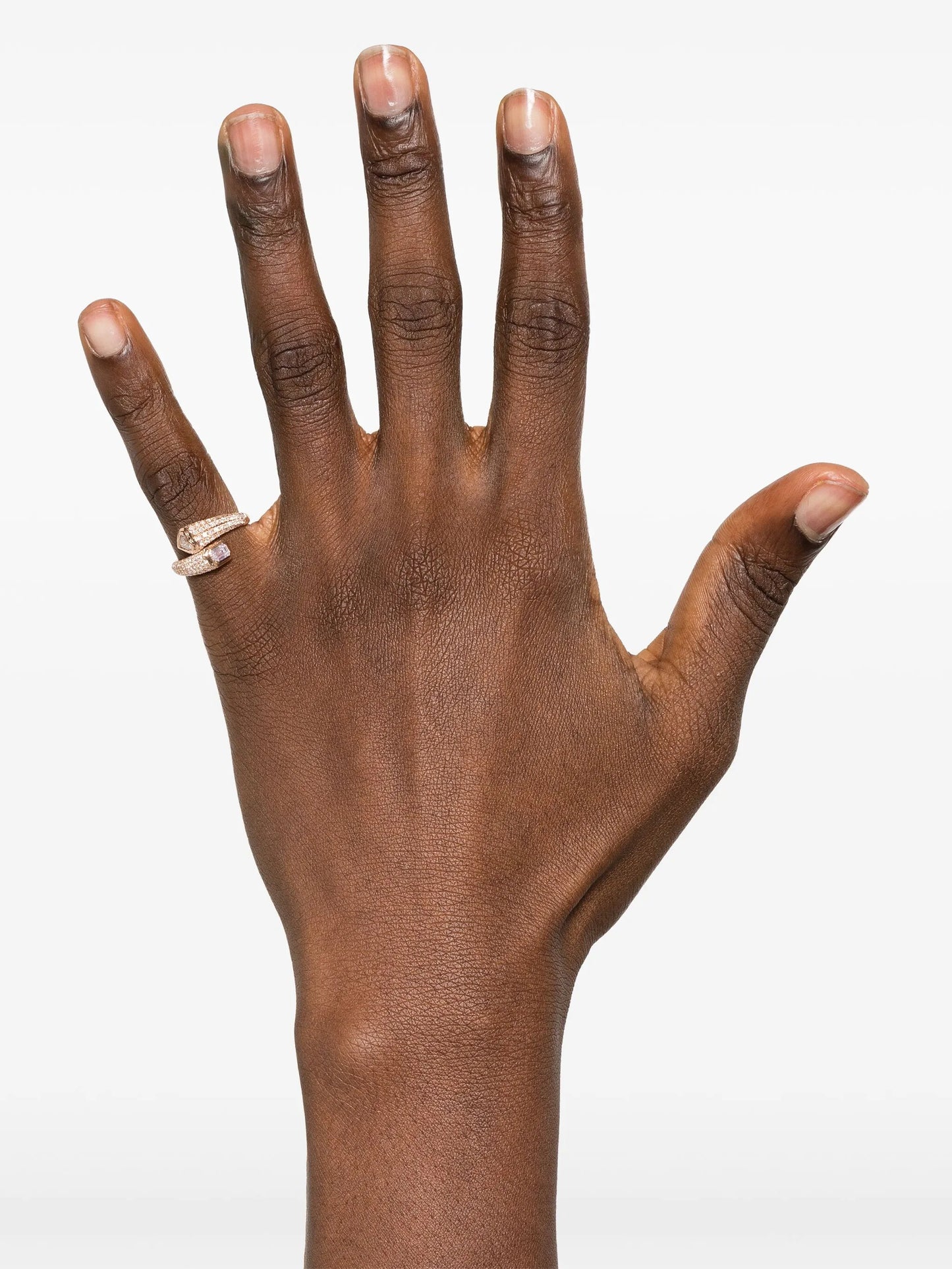 18KT rose gold Bypass diamonds pink ring