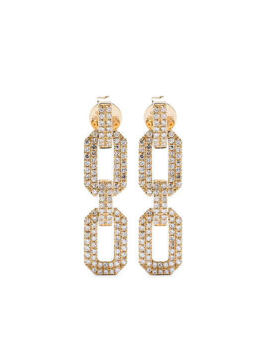 18K yellow gold flat geo diamond earrings