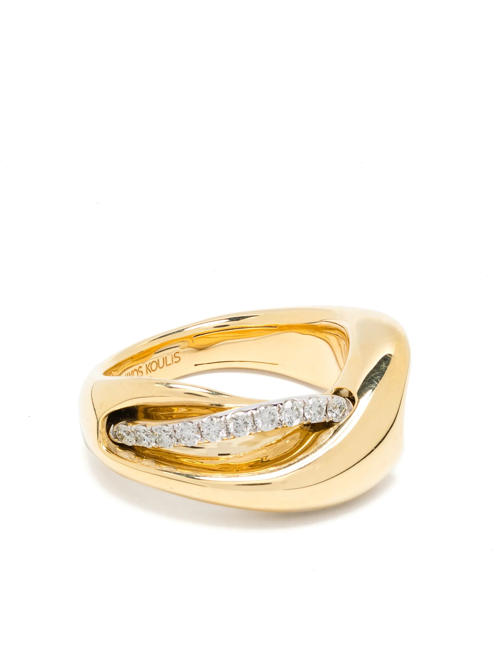 18kt yellow gold Interwoven diamond ring