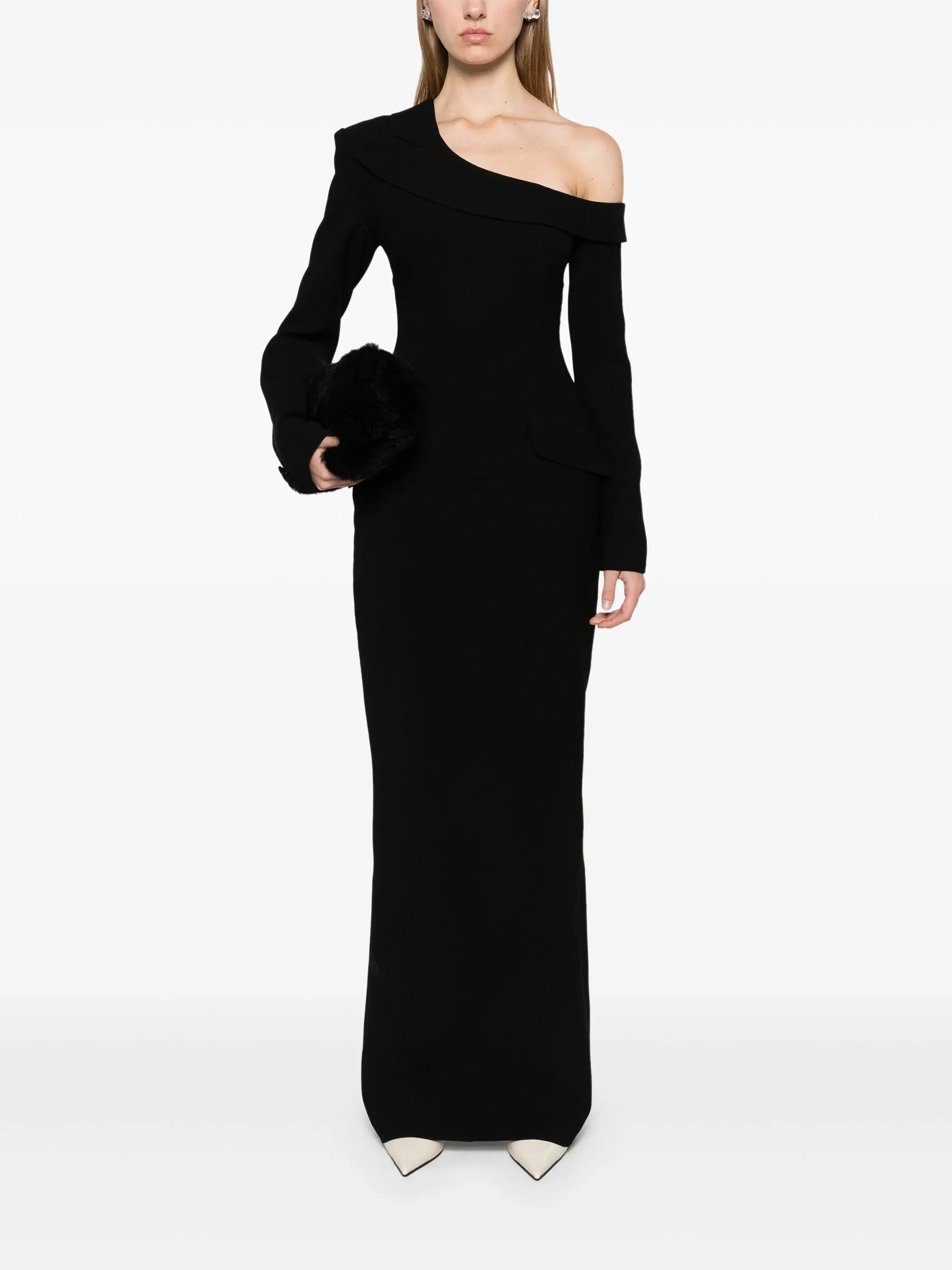 one-shoulder gown