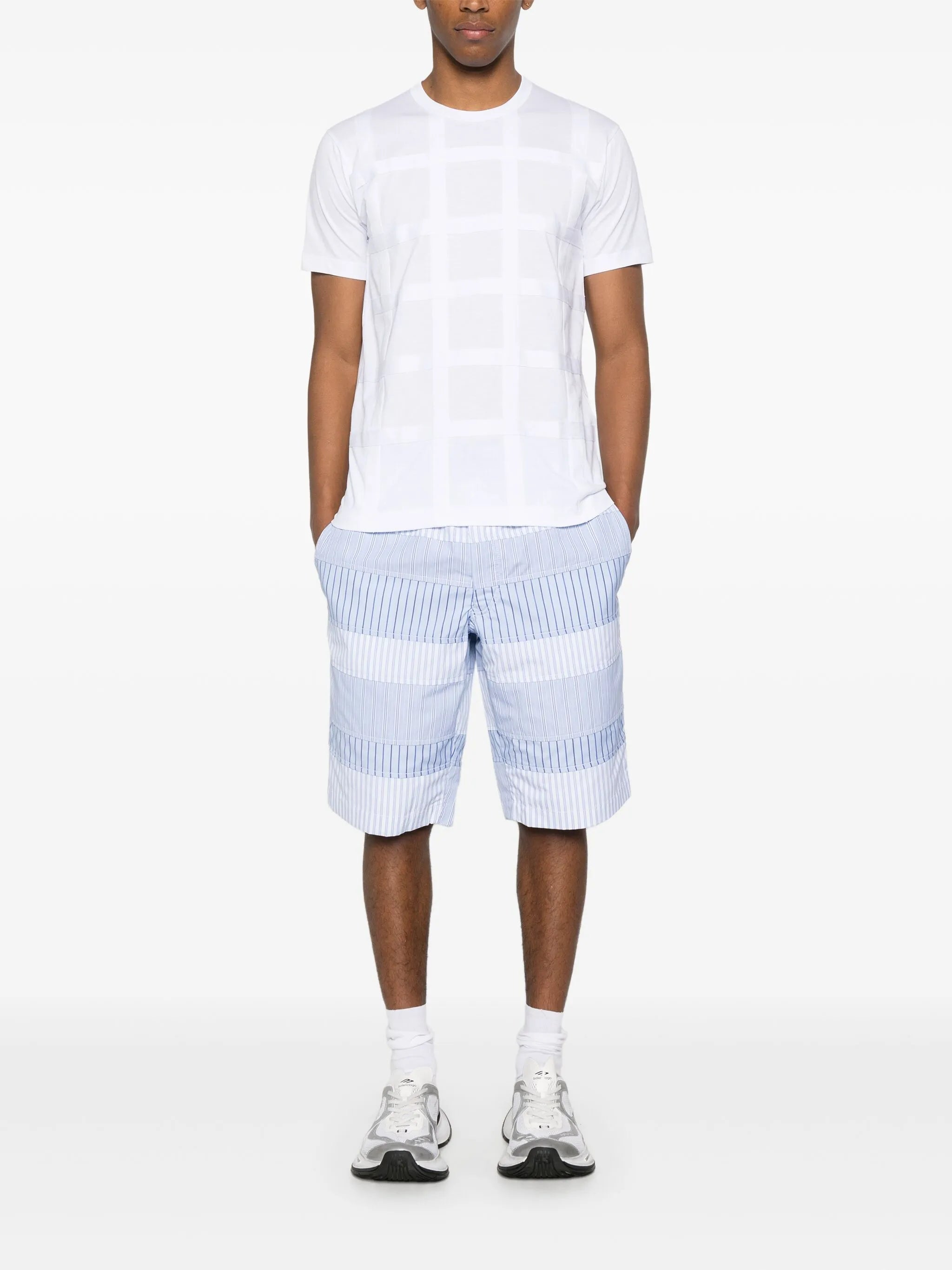 layered striped shorts