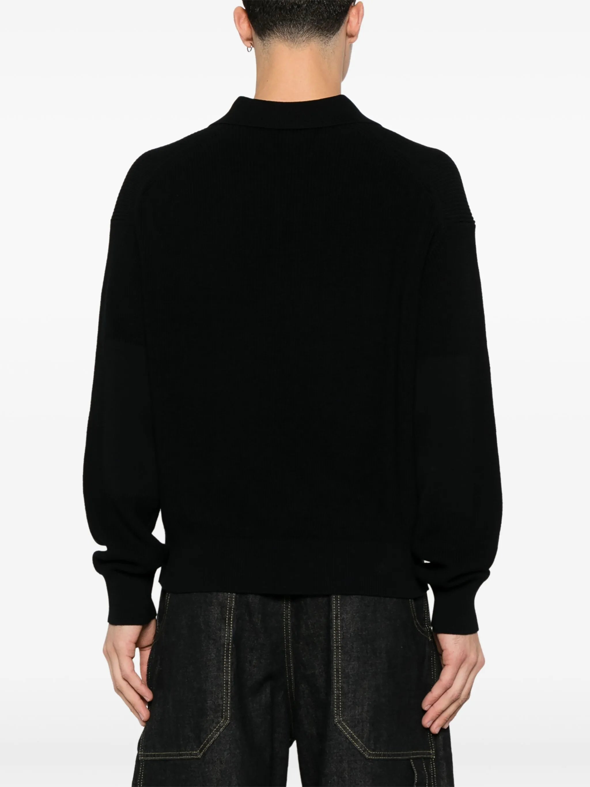 ribbed-knit polo shirt