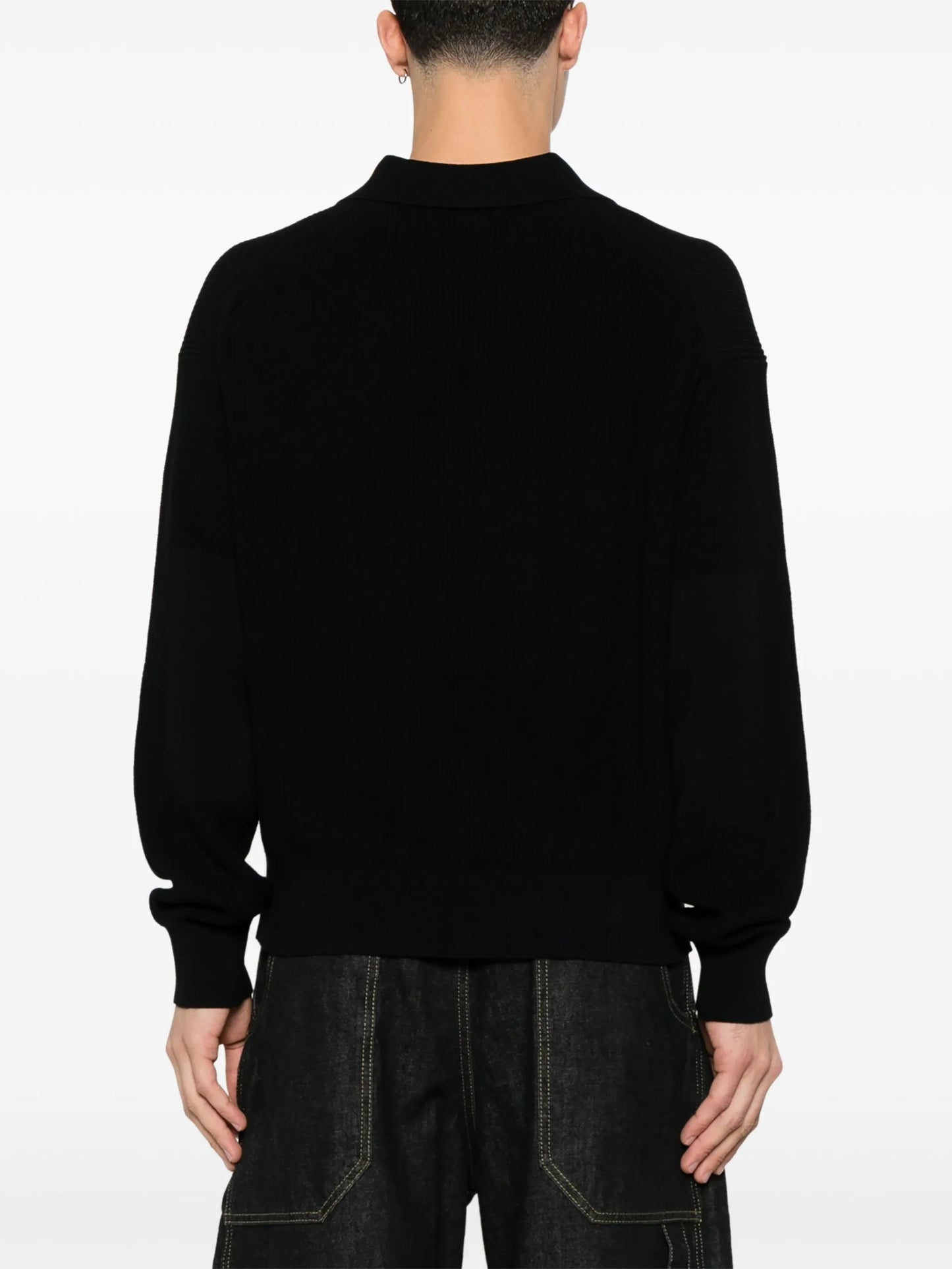 ribbed-knit polo shirt