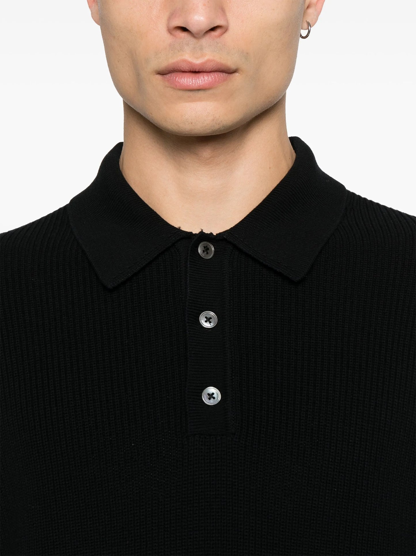 ribbed-knit polo shirt