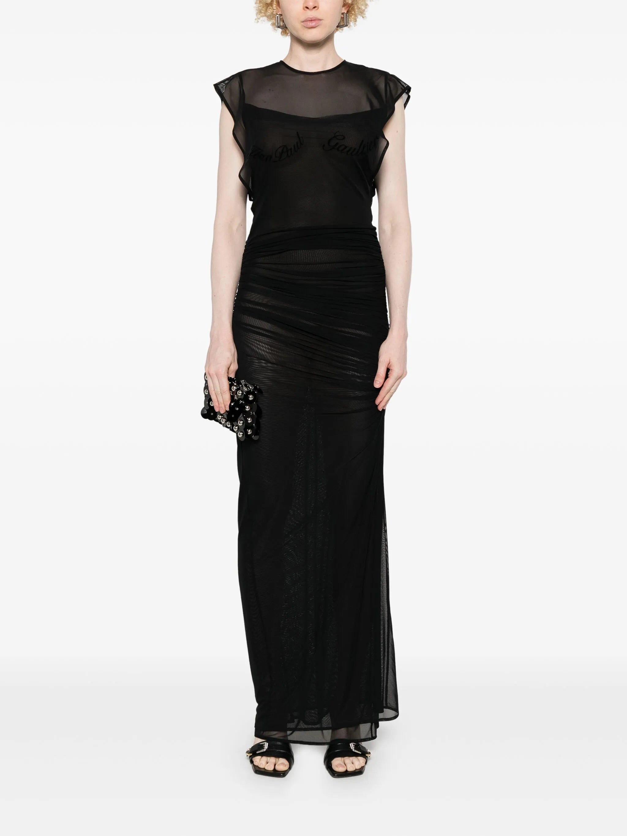 flocked-logo maxi dress