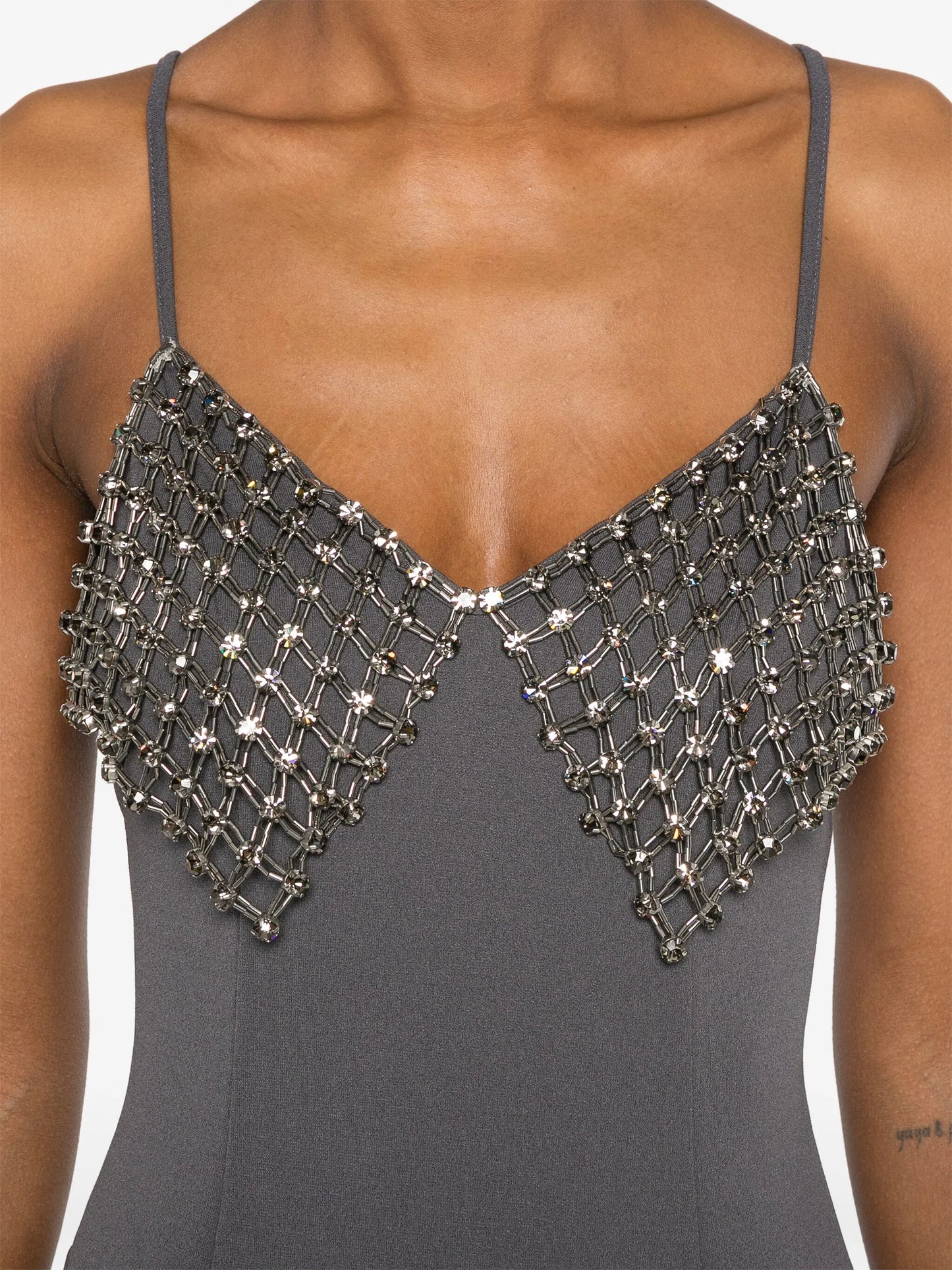 crystal-detail midi dress