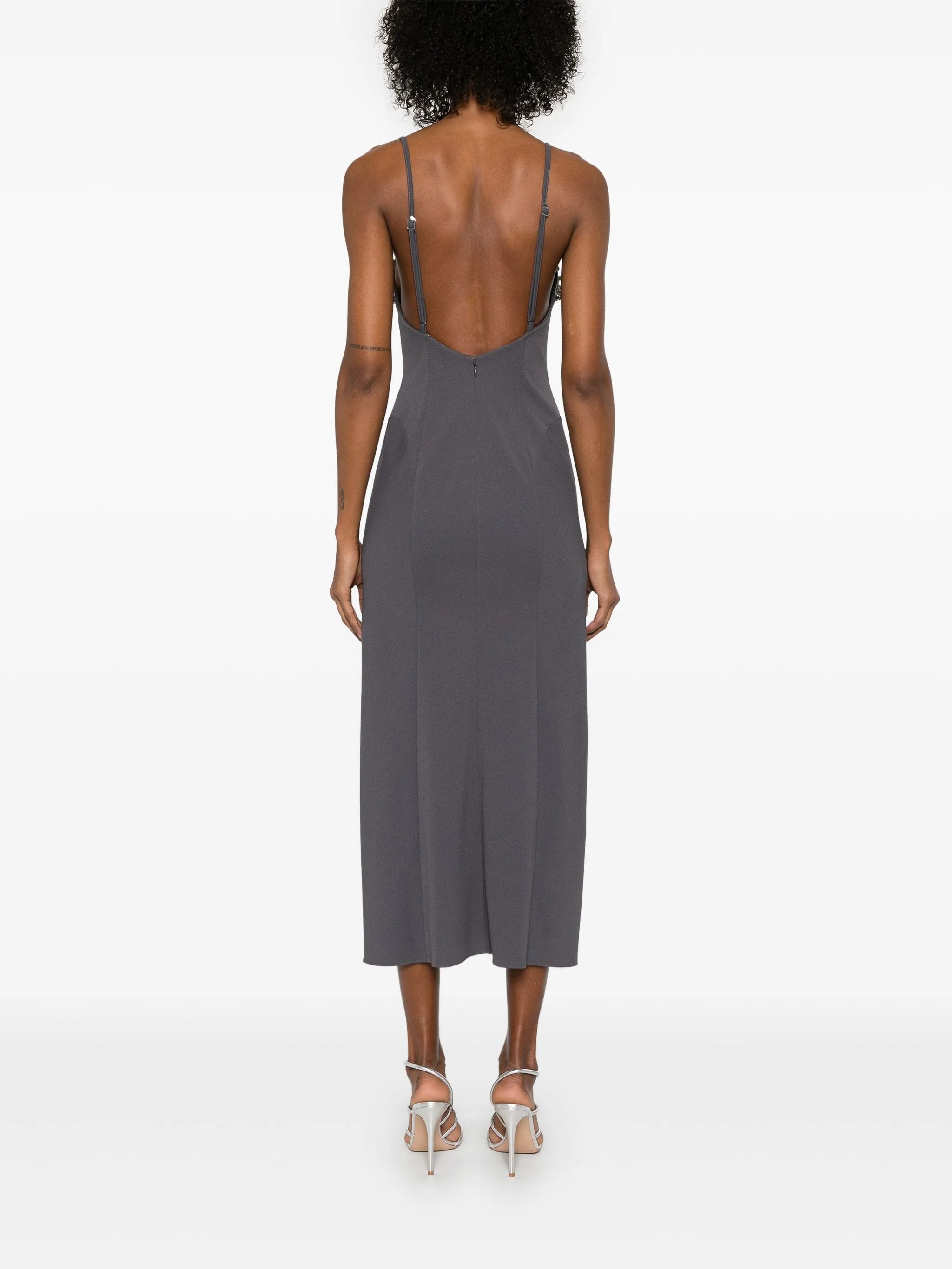 crystal-detail midi dress