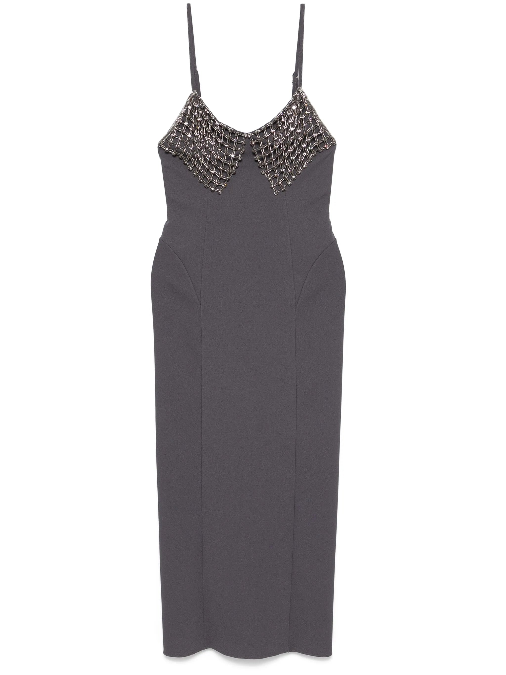 crystal-detail midi dress