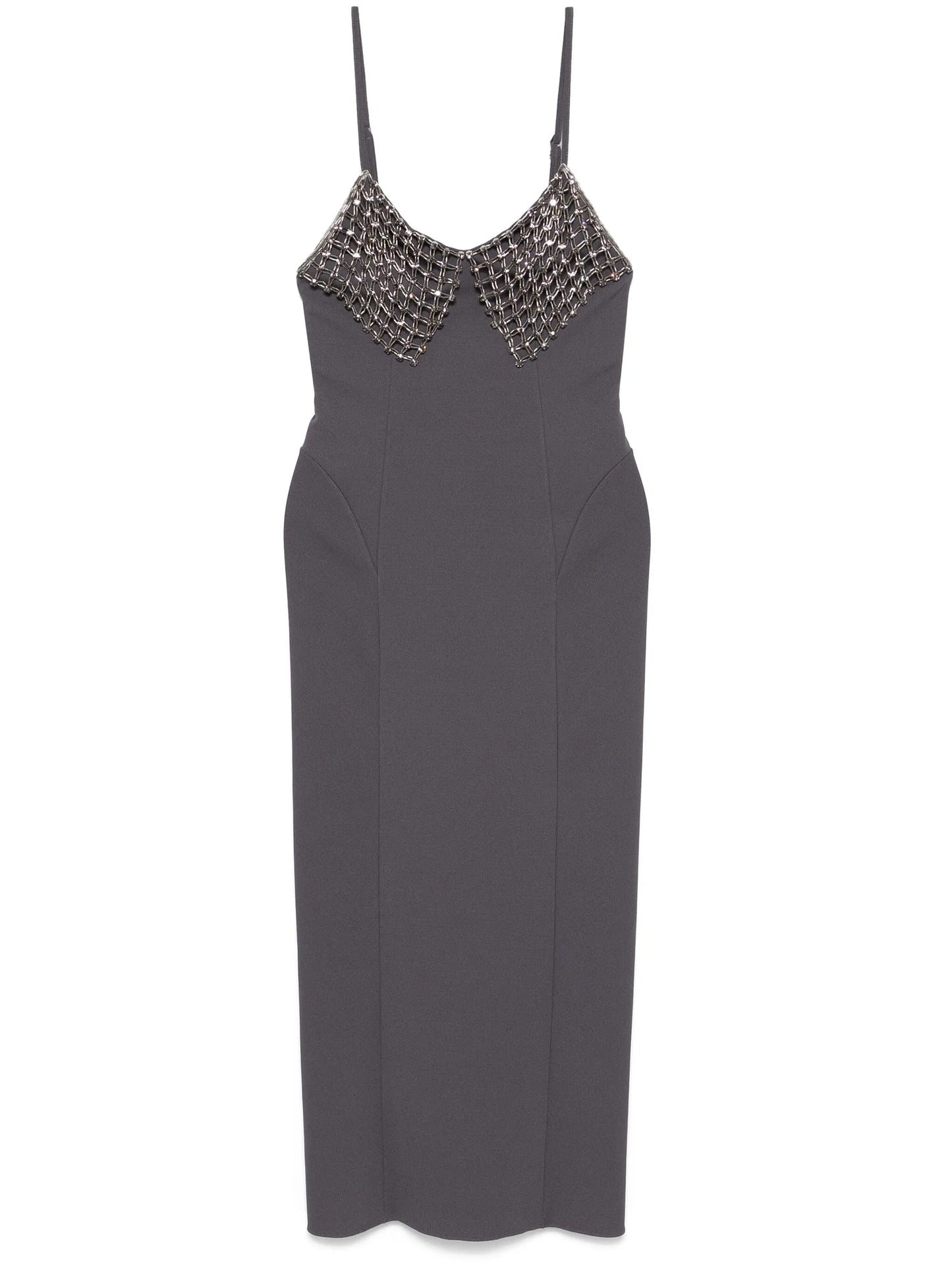 crystal-detail midi dress