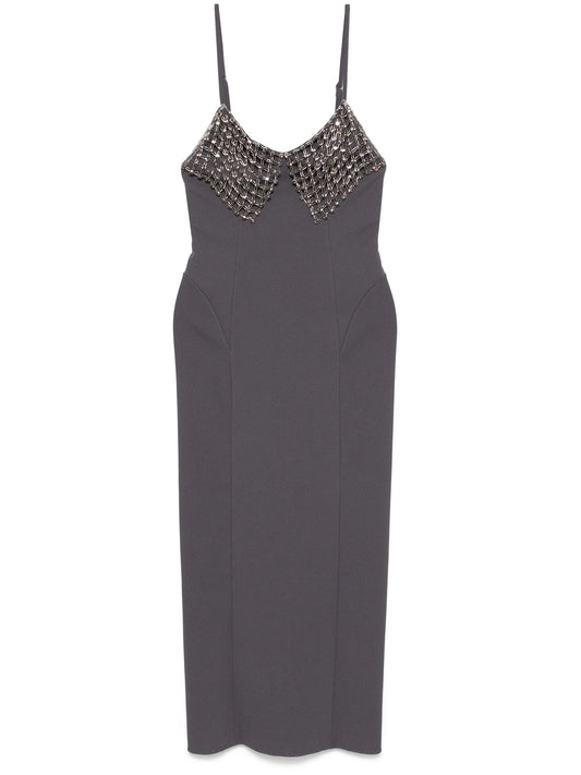 crystal-detail midi dress