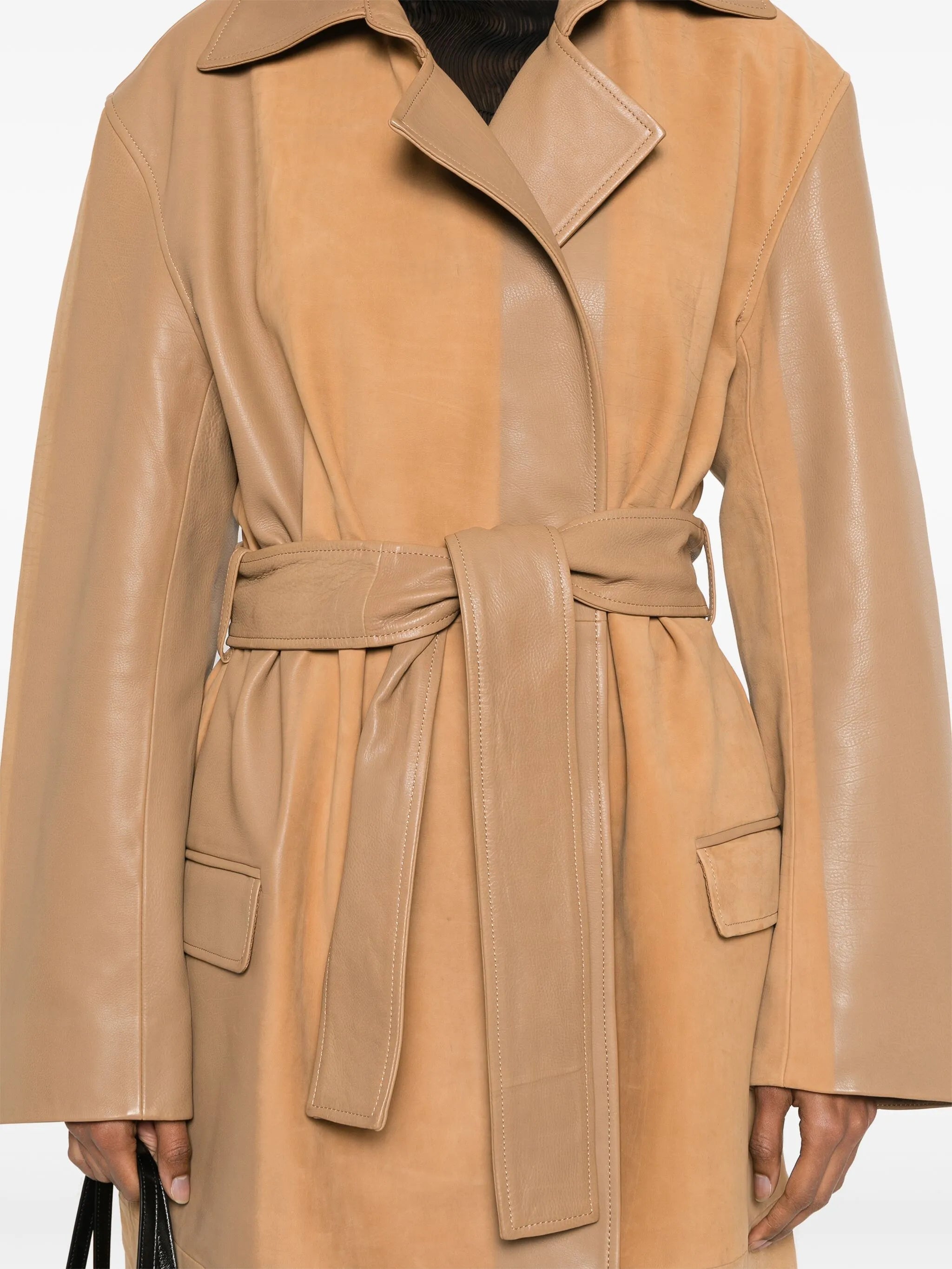 scuffed-leather coat