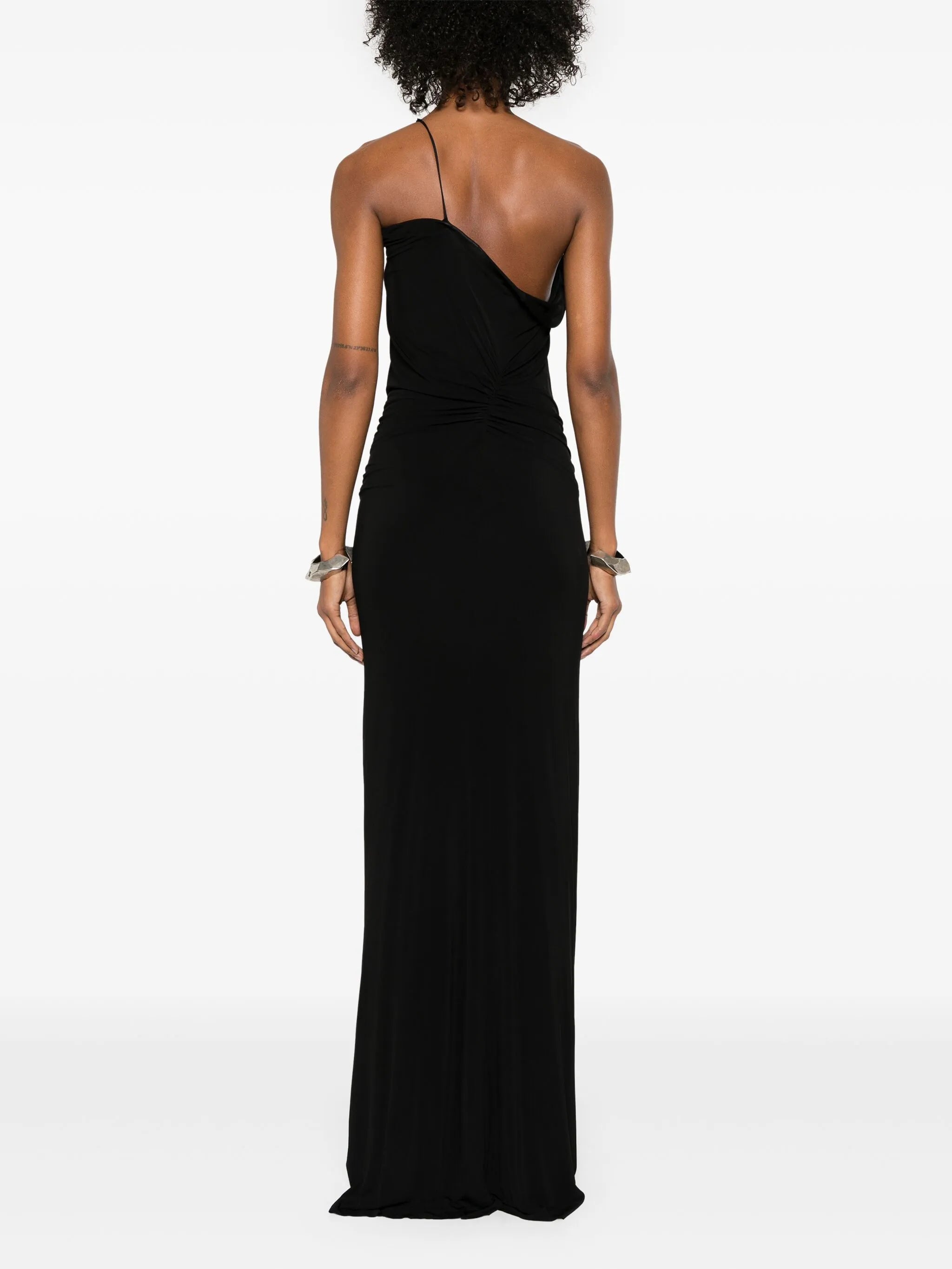 wave-coil draped gown