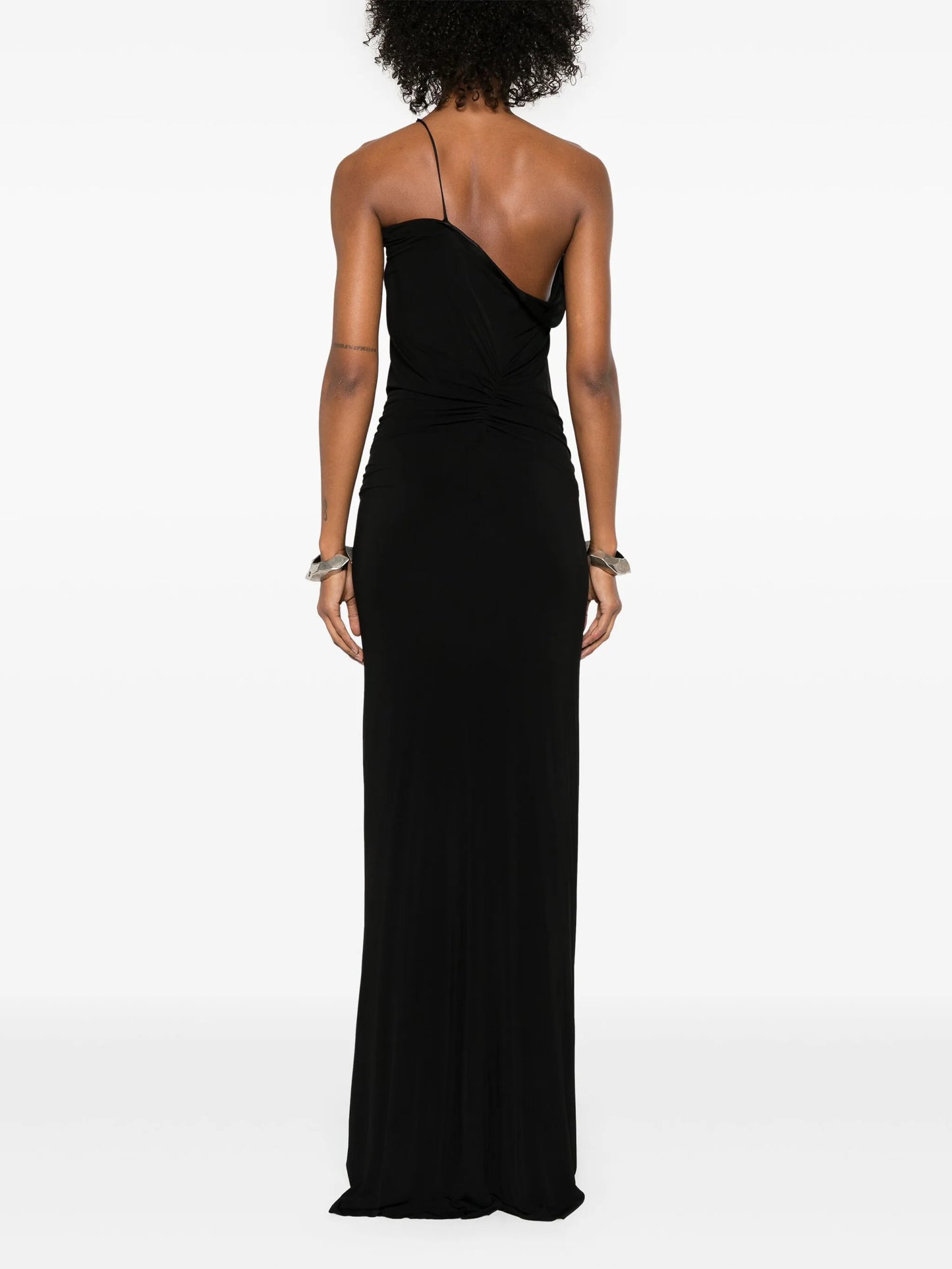wave-coil draped gown