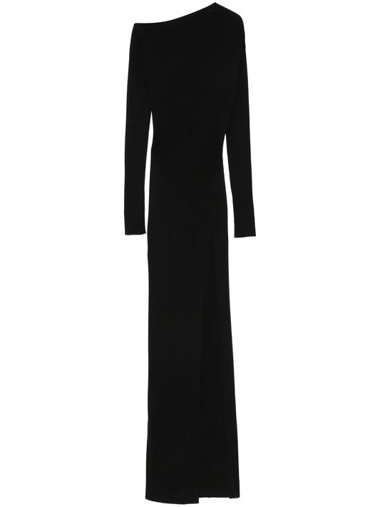 asymmetric fine-knit midi dress