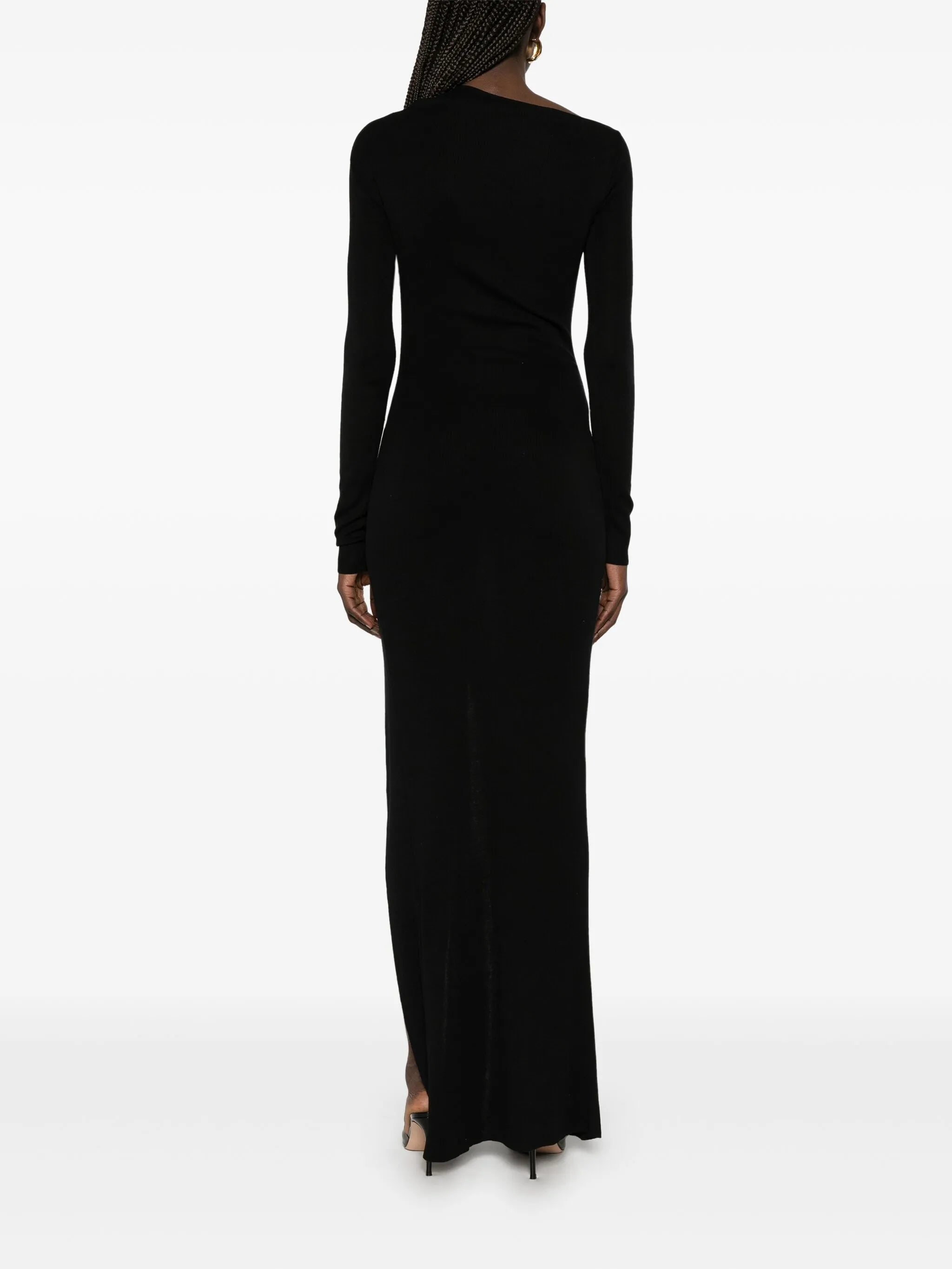 asymmetric fine-knit midi dress
