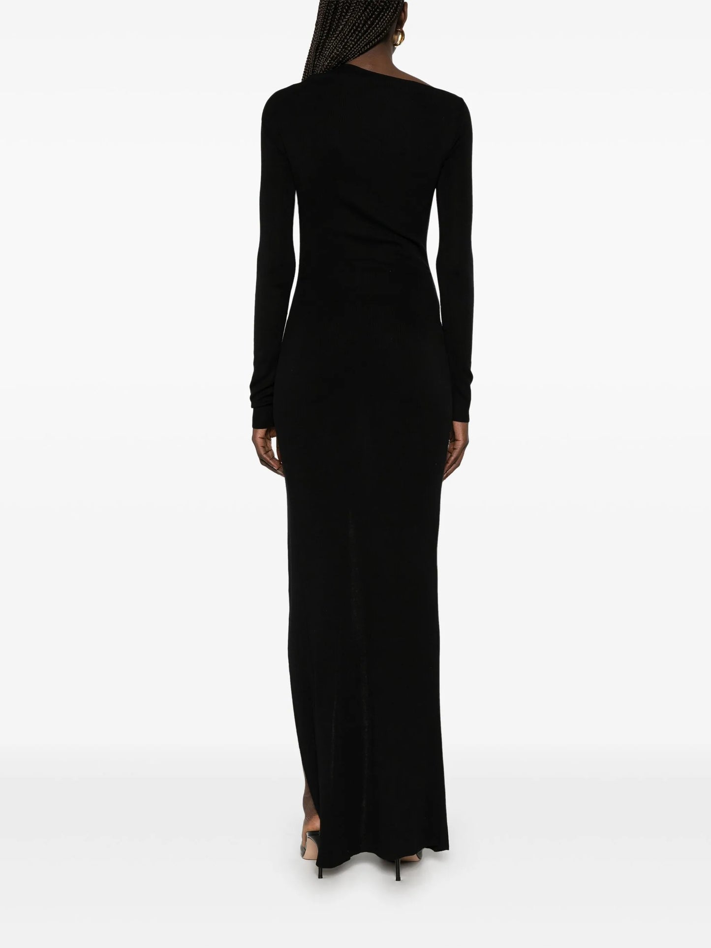 asymmetric fine-knit midi dress