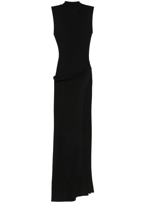 attached-scarf midi dress