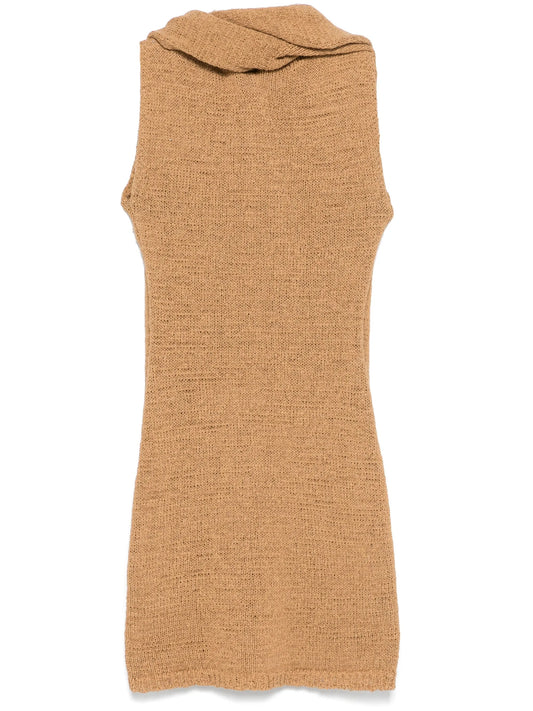 hooded knitted mini dress