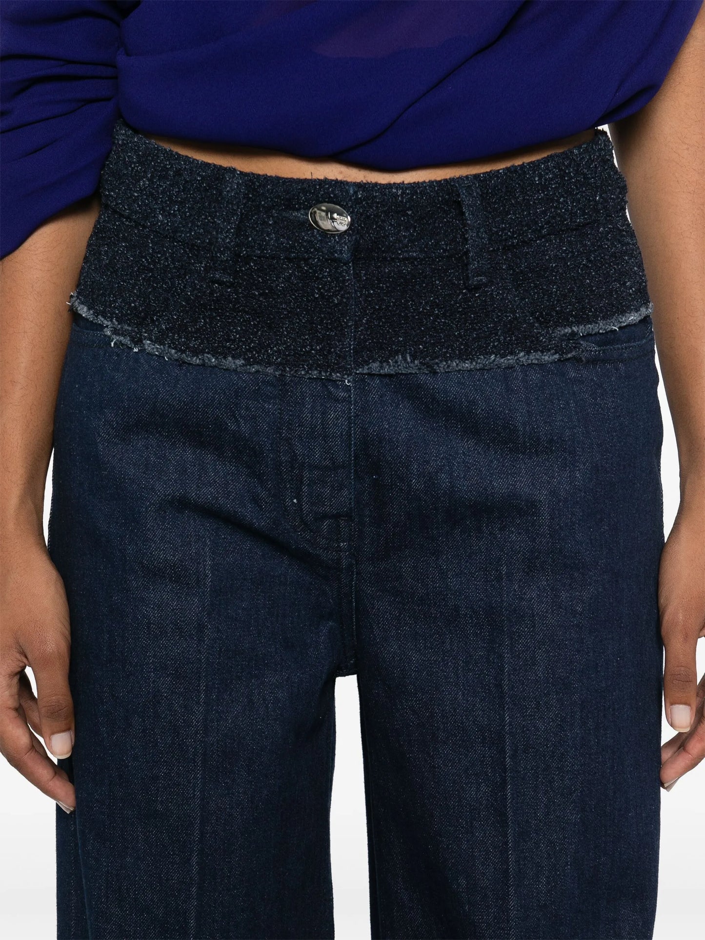 bouclé-panelled jeans