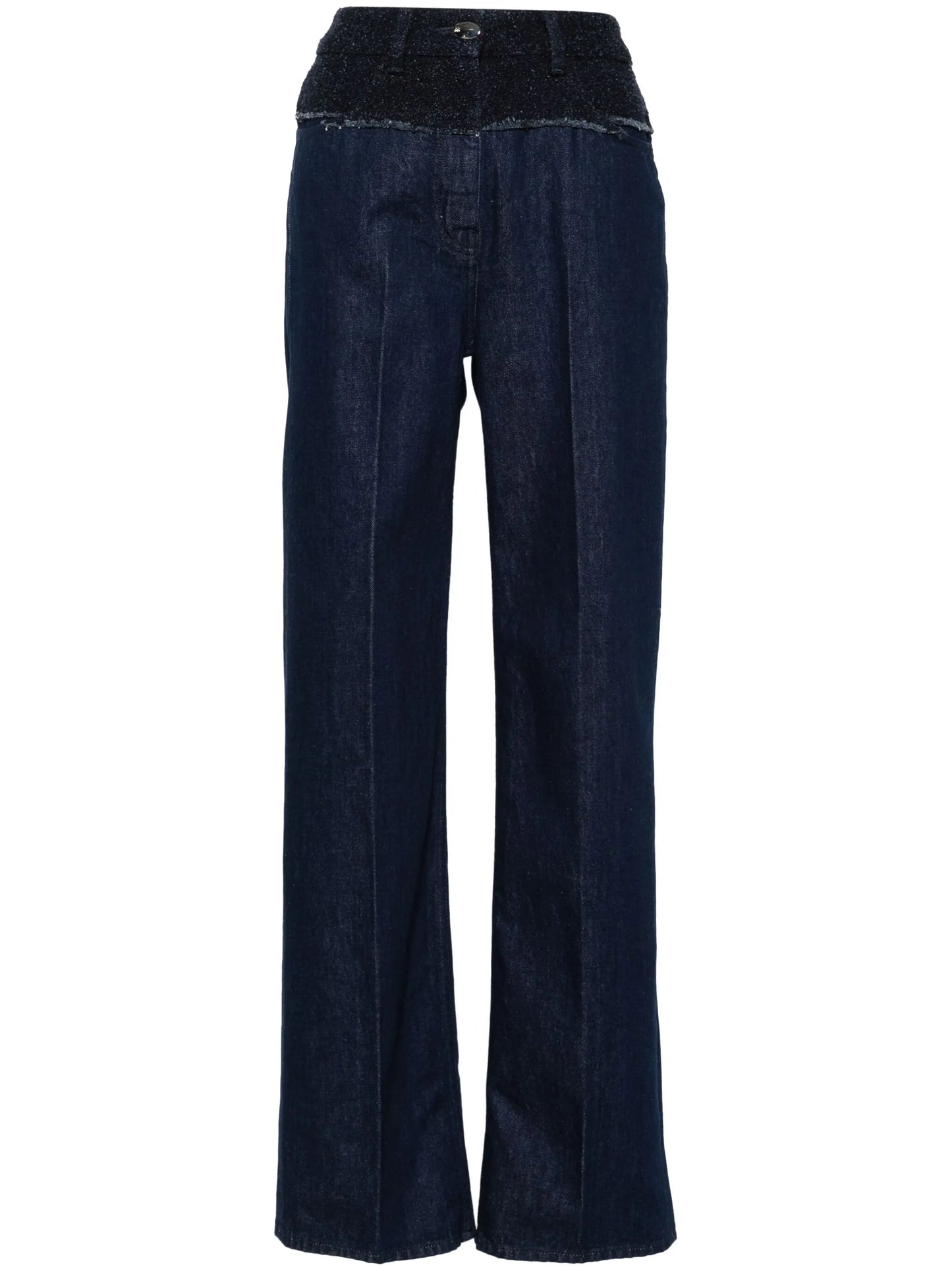 bouclé-panelled jeans