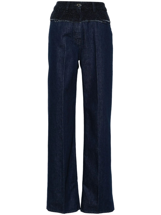 bouclé-panelled jeans