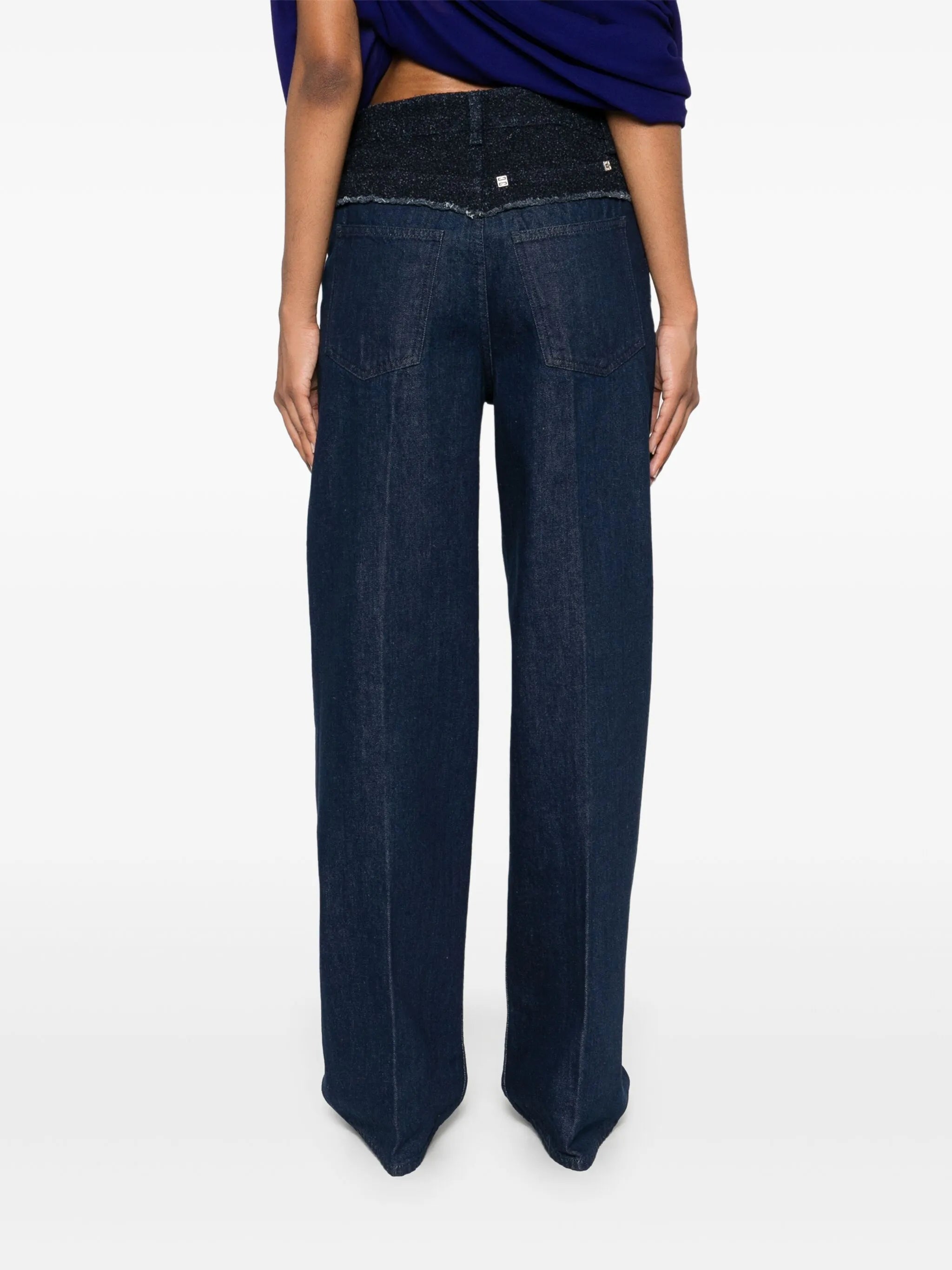 bouclé-panelled jeans