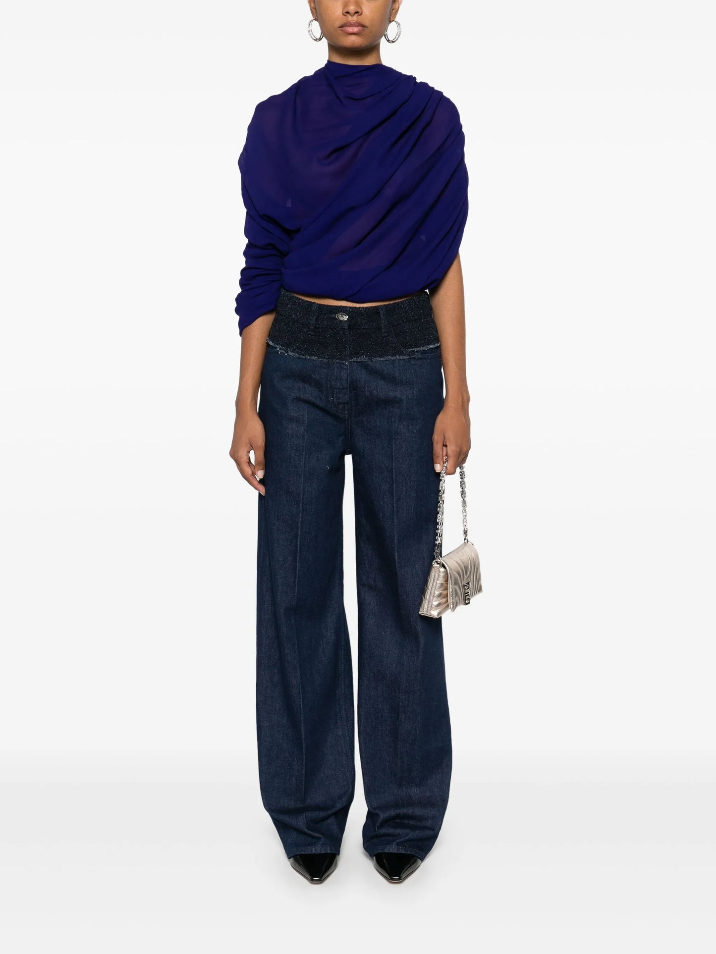 bouclé-panelled jeans