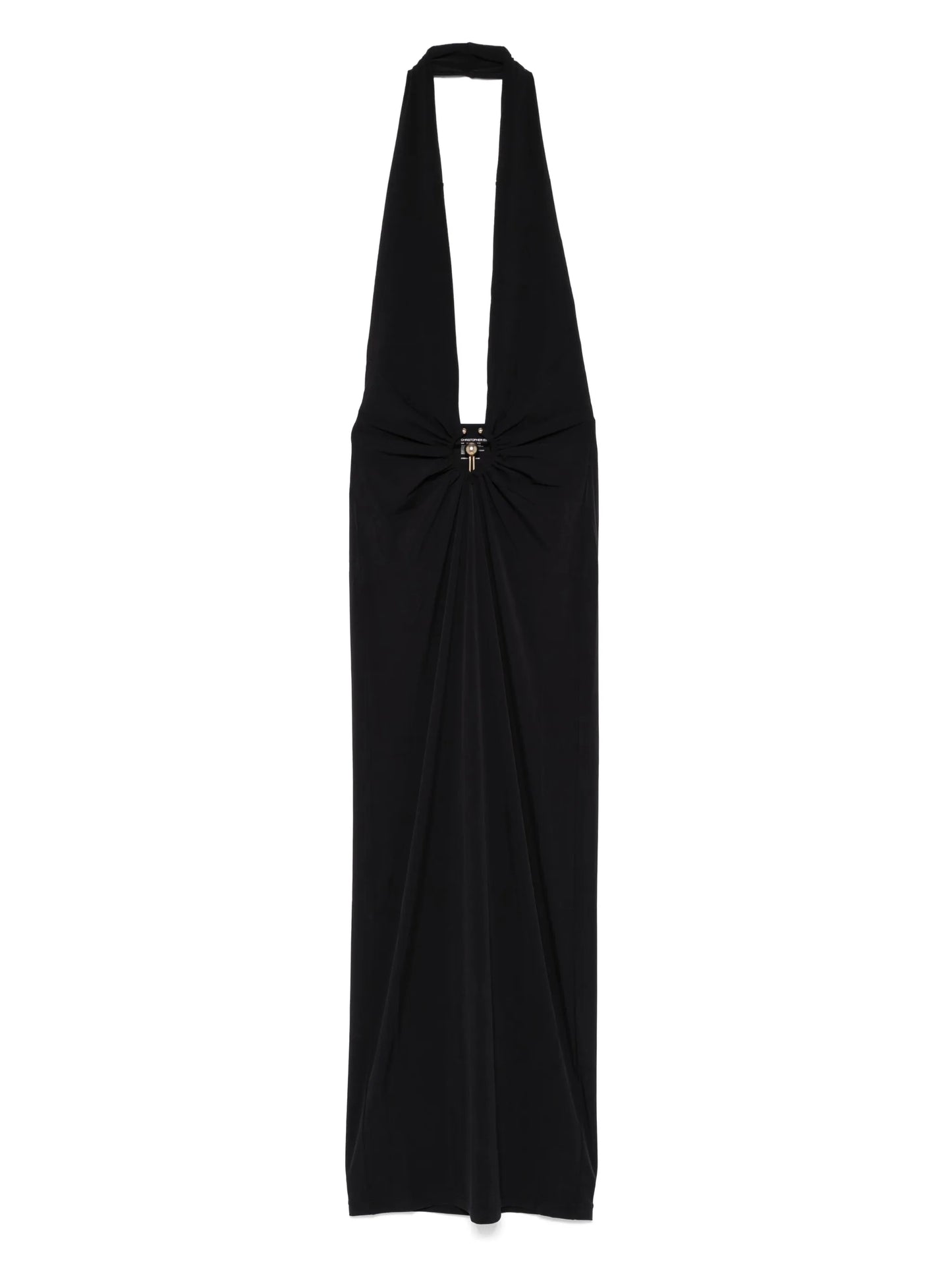orbit-detail halterneck maxi dress