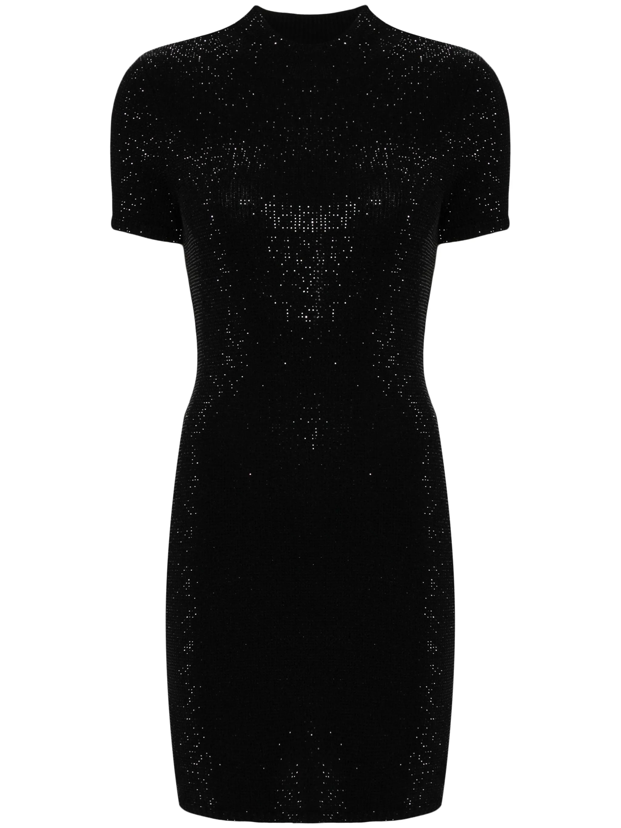 crystal-embellished mock-neck dress