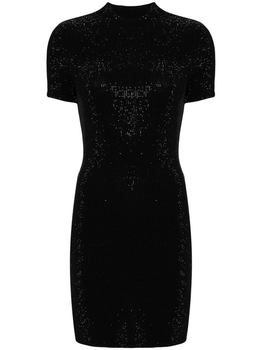 crystal-embellished mock-neck dress