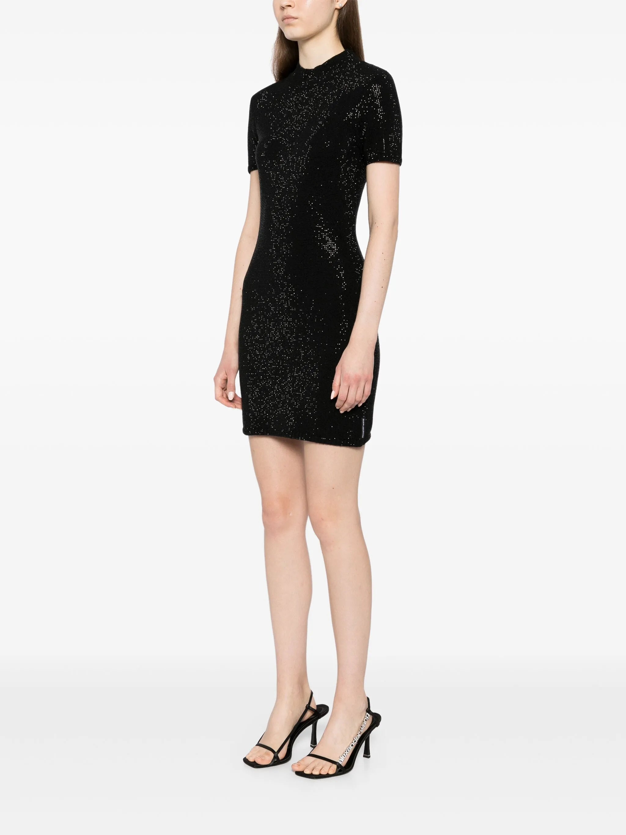 crystal-embellished mock-neck dress