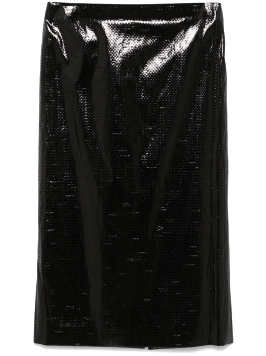tarpaulin pencil midi skirt