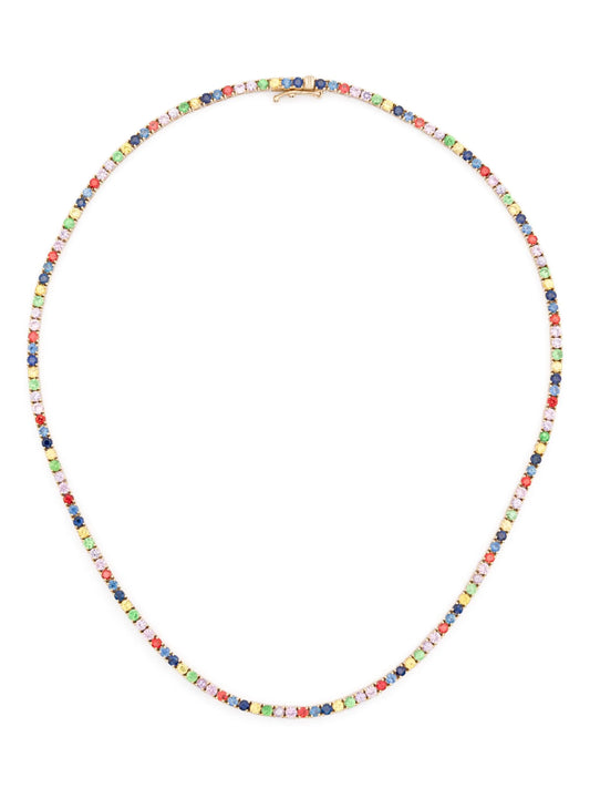 14kt yellow gold Graduated Rainbow sapphire tennis necklace