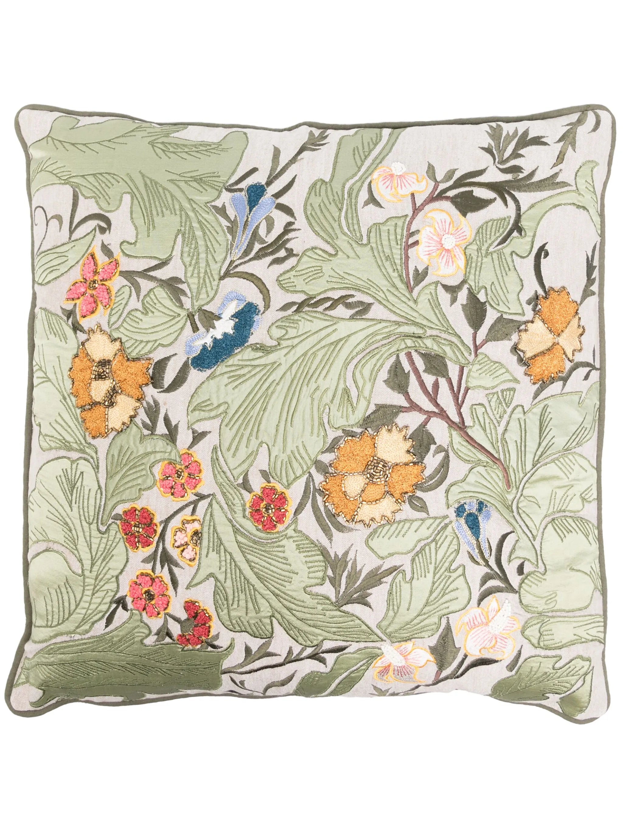 garden-embroidered cushion (50cm x 50cm)