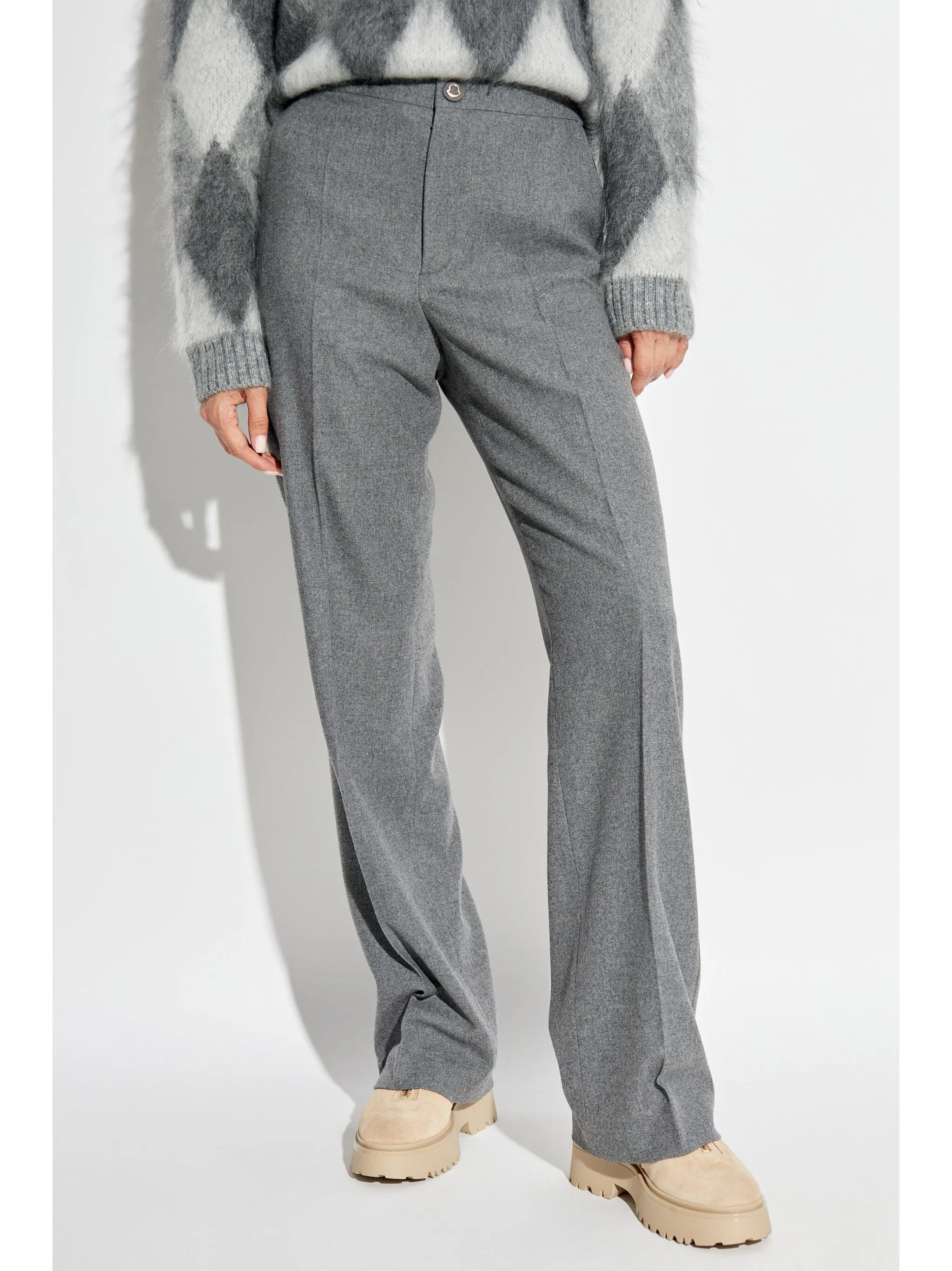 pressed-crease trousers