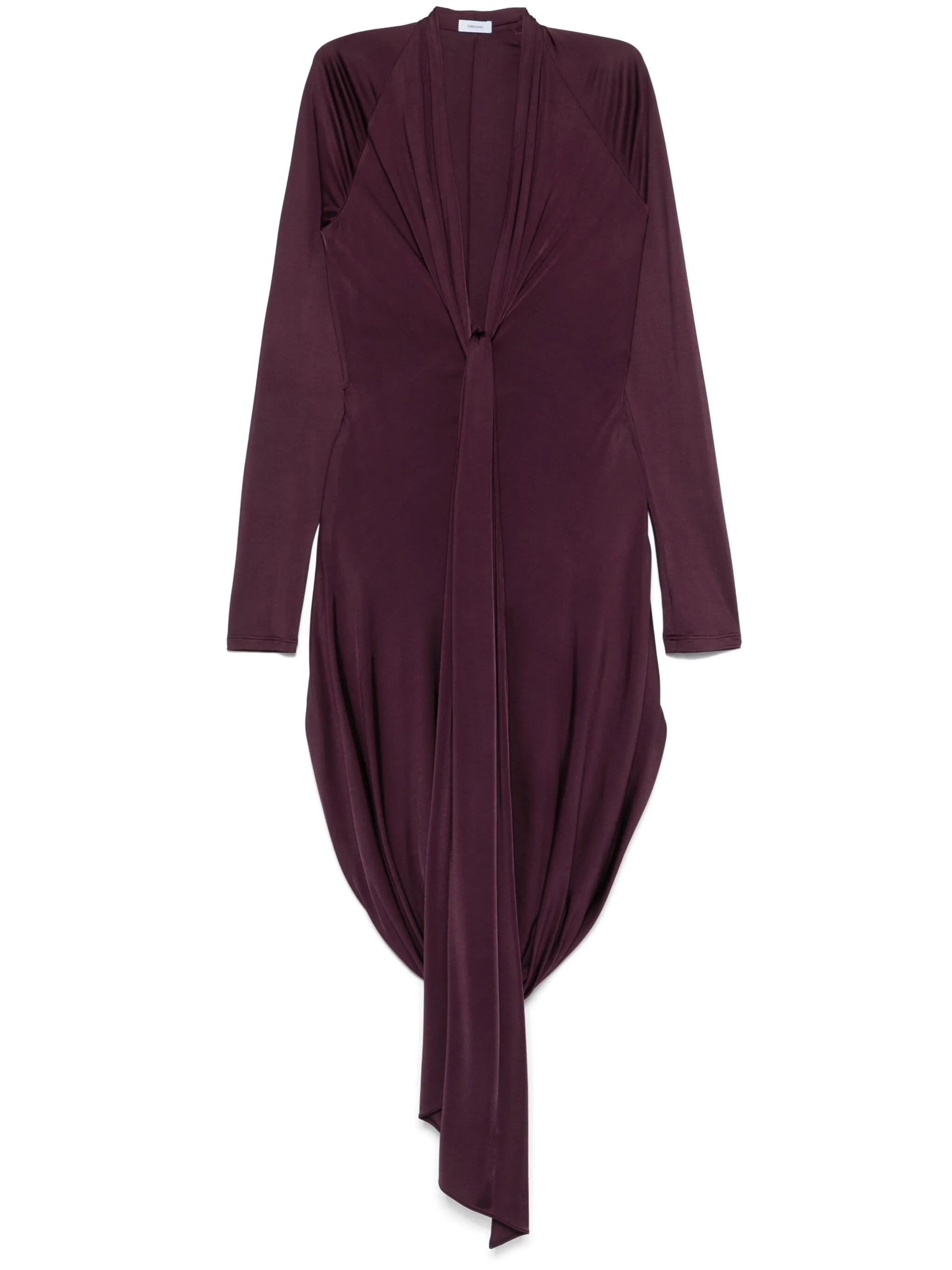 knot-detail V-neck midi dress