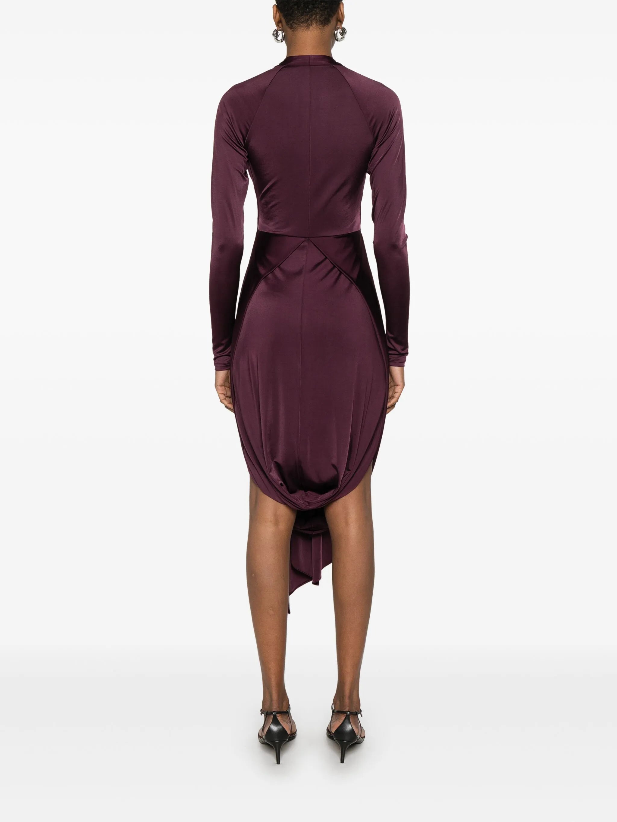 knot-detail V-neck midi dress
