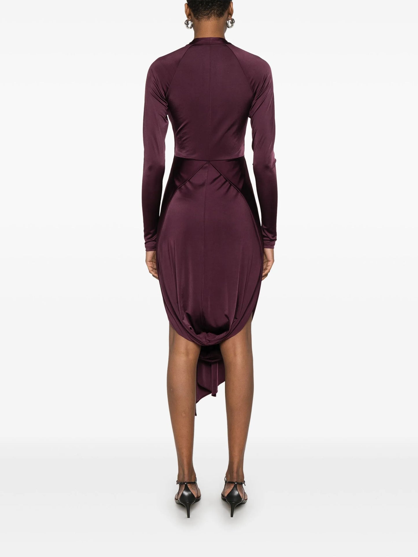 knot-detail V-neck midi dress
