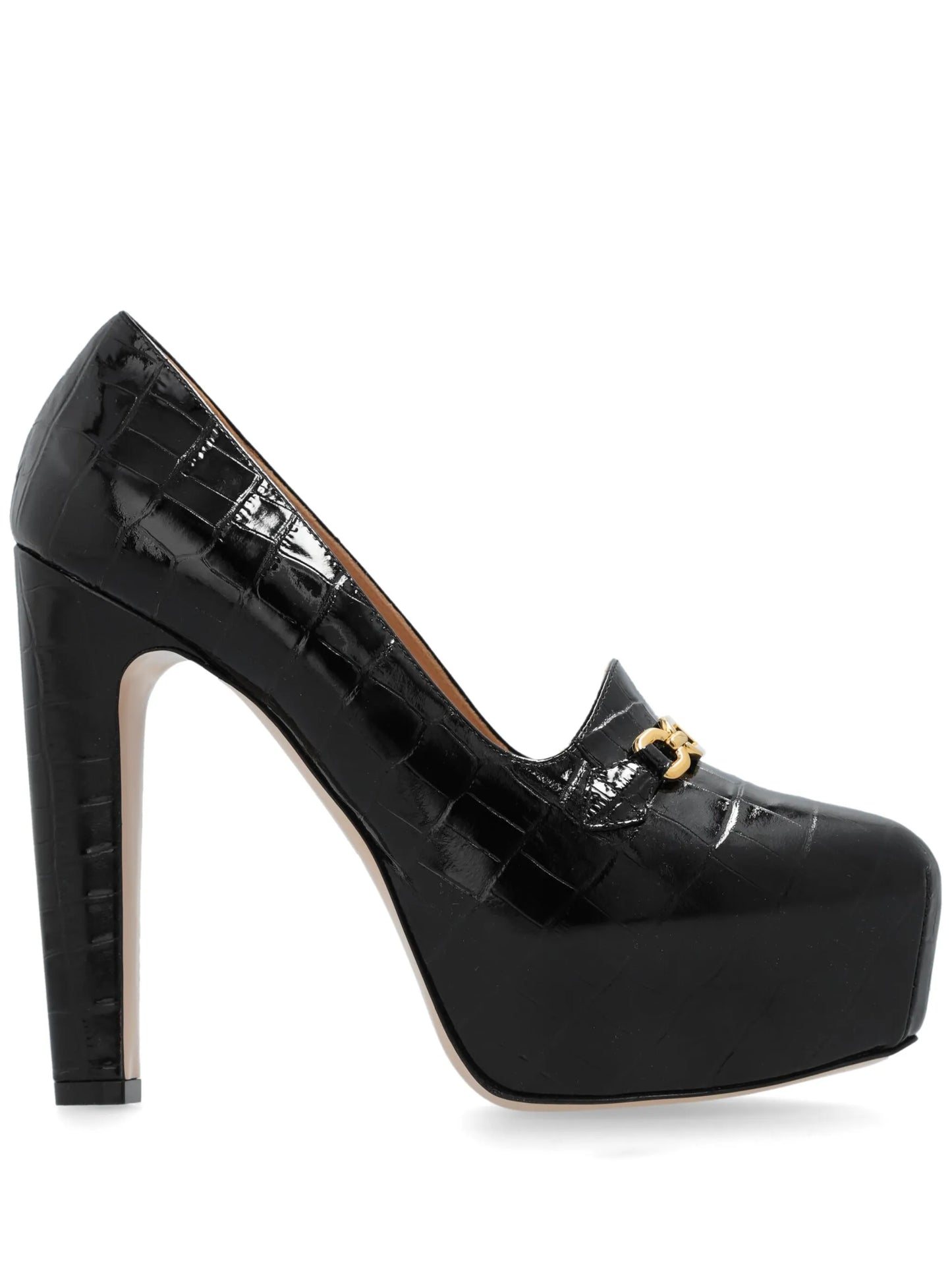 135mm Whitney shiny croc-embossed leather platform pumps