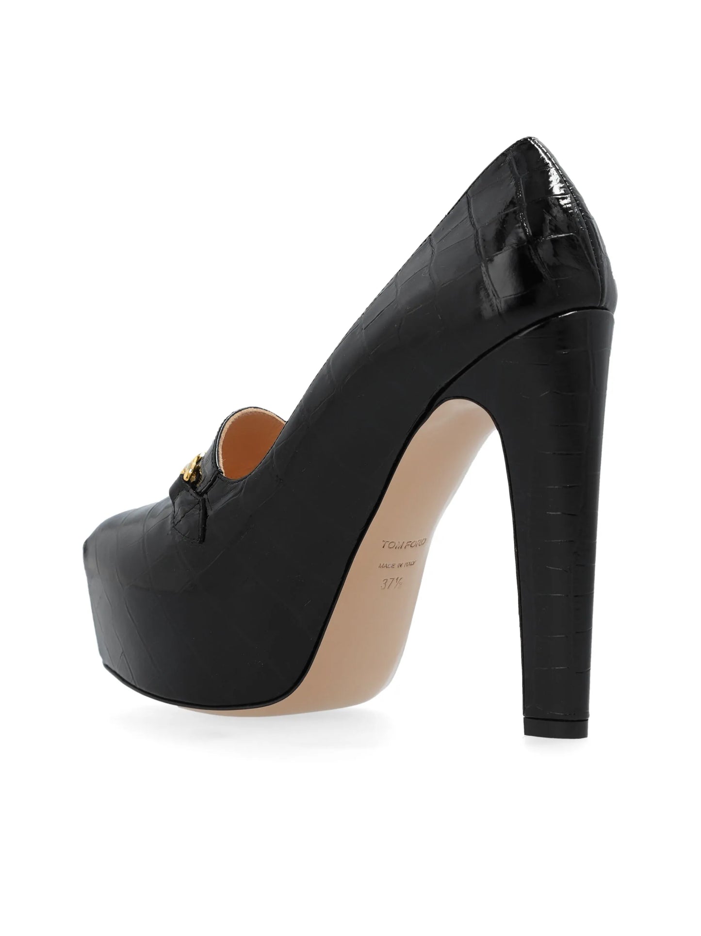 135mm Whitney shiny croc-embossed leather platform pumps