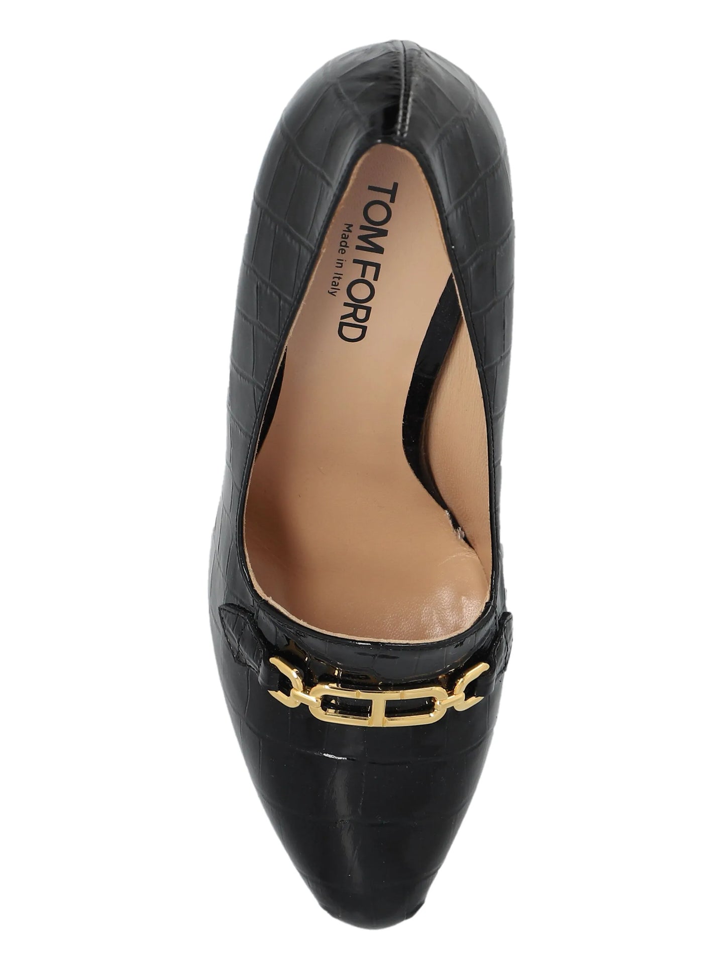 135mm Whitney shiny croc-embossed leather platform pumps