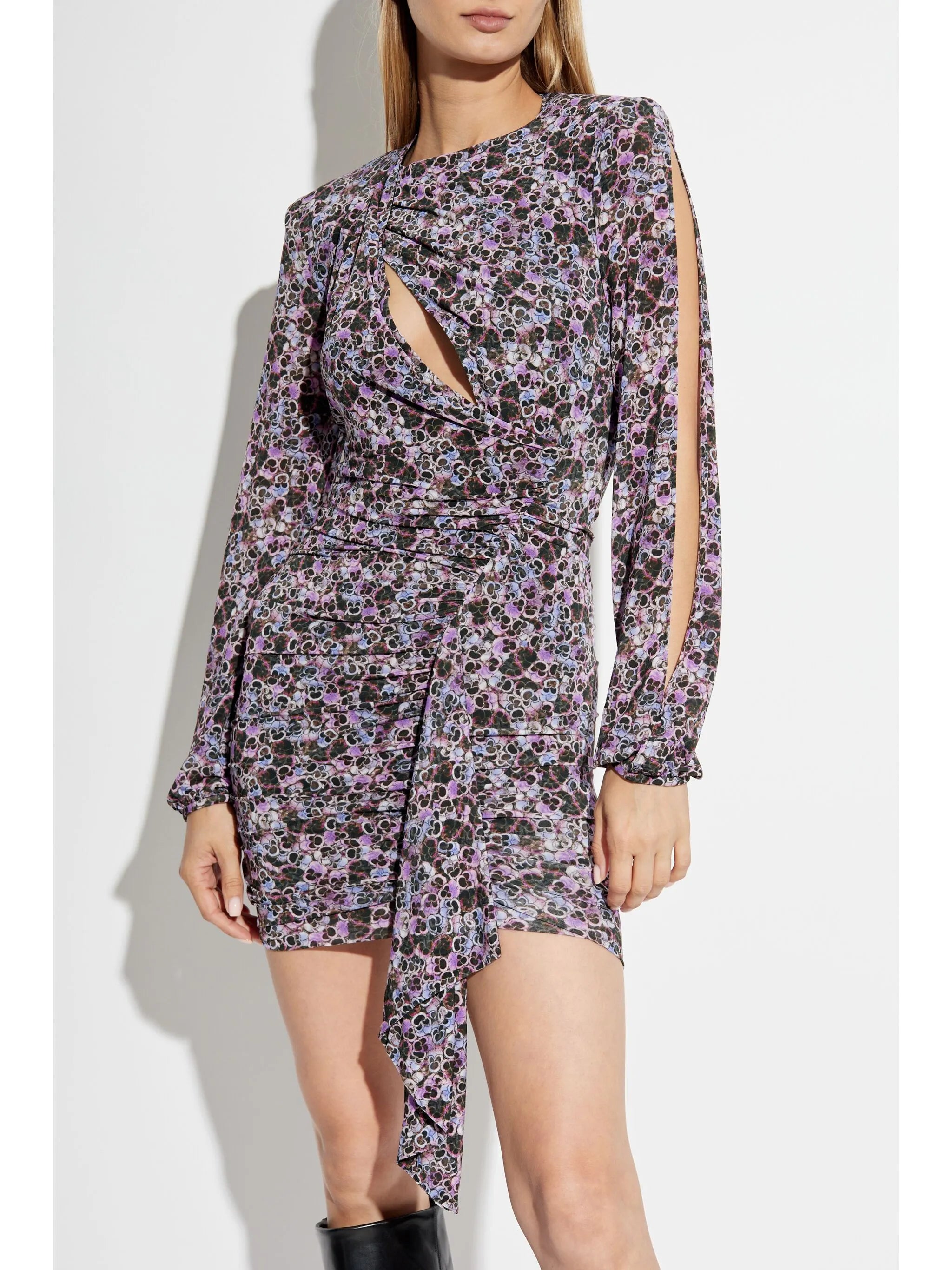 Vinia gathered printed-jersey dress
