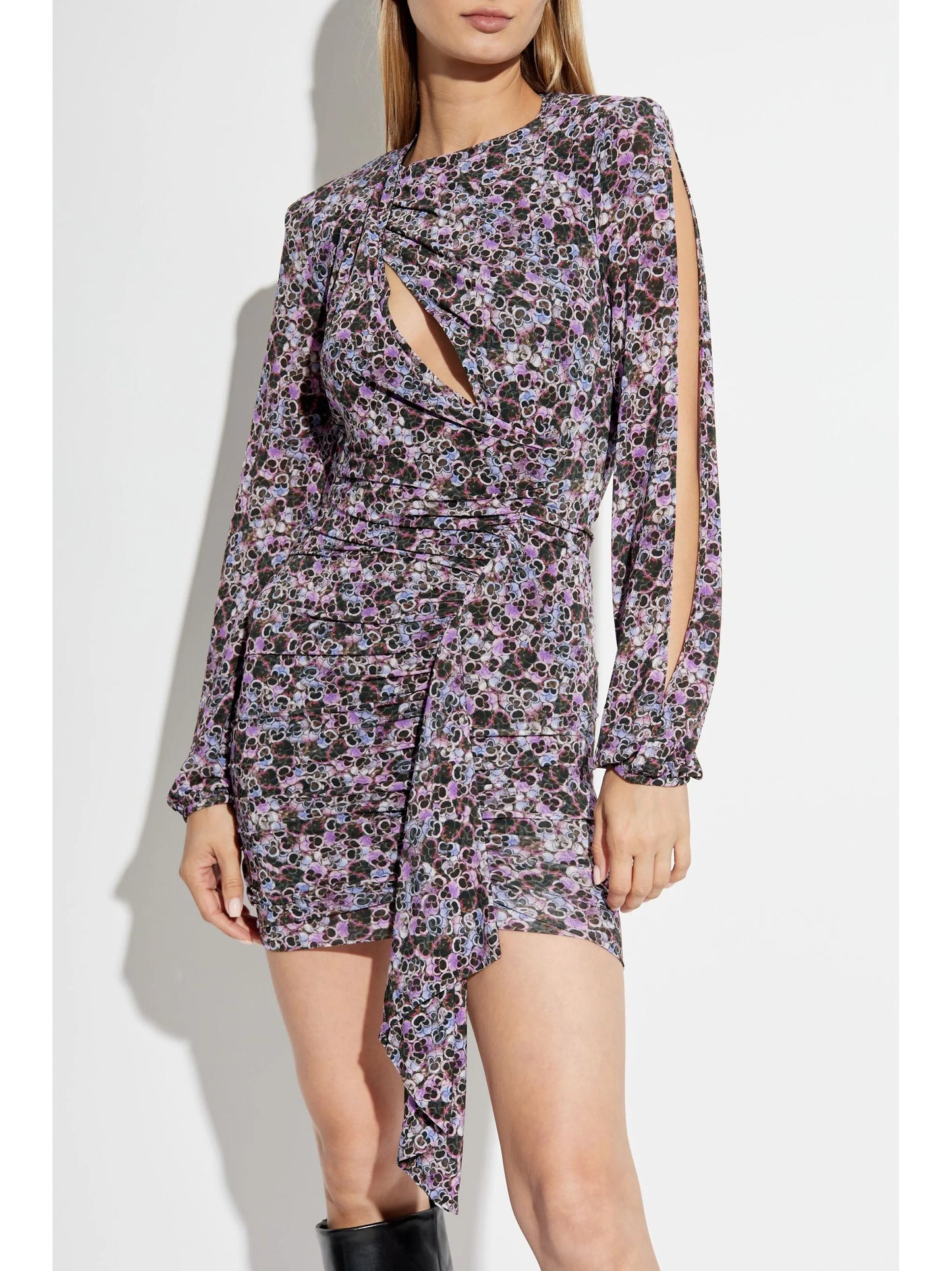 Vinia gathered printed-jersey dress