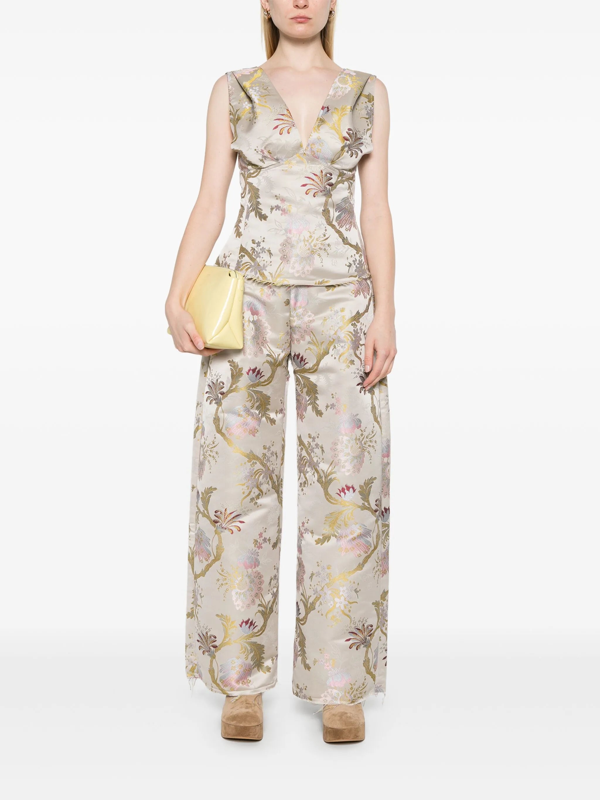 brocade-jacquard trousers